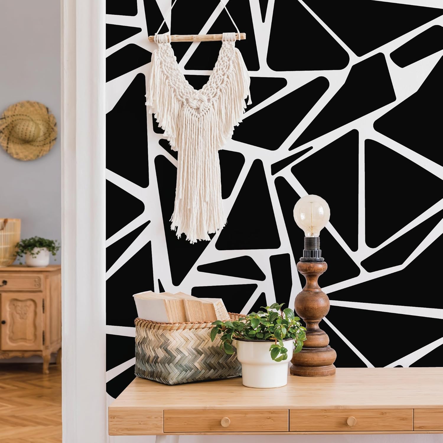 Large Boho Geometric Wall Decal Abstract Art Sticker / Modern / Black