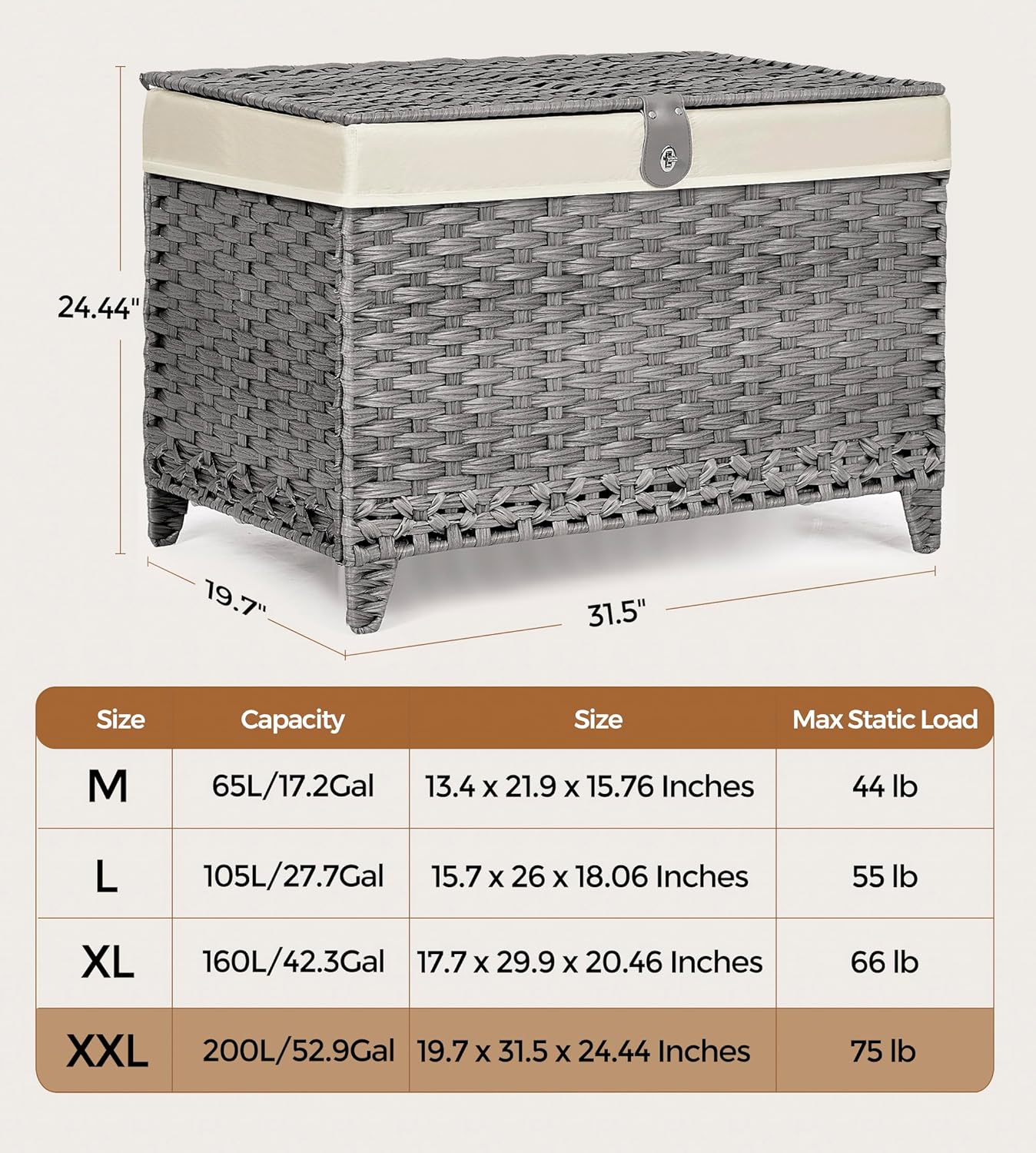 Rattan Shelf Basket / 200L / Grey
