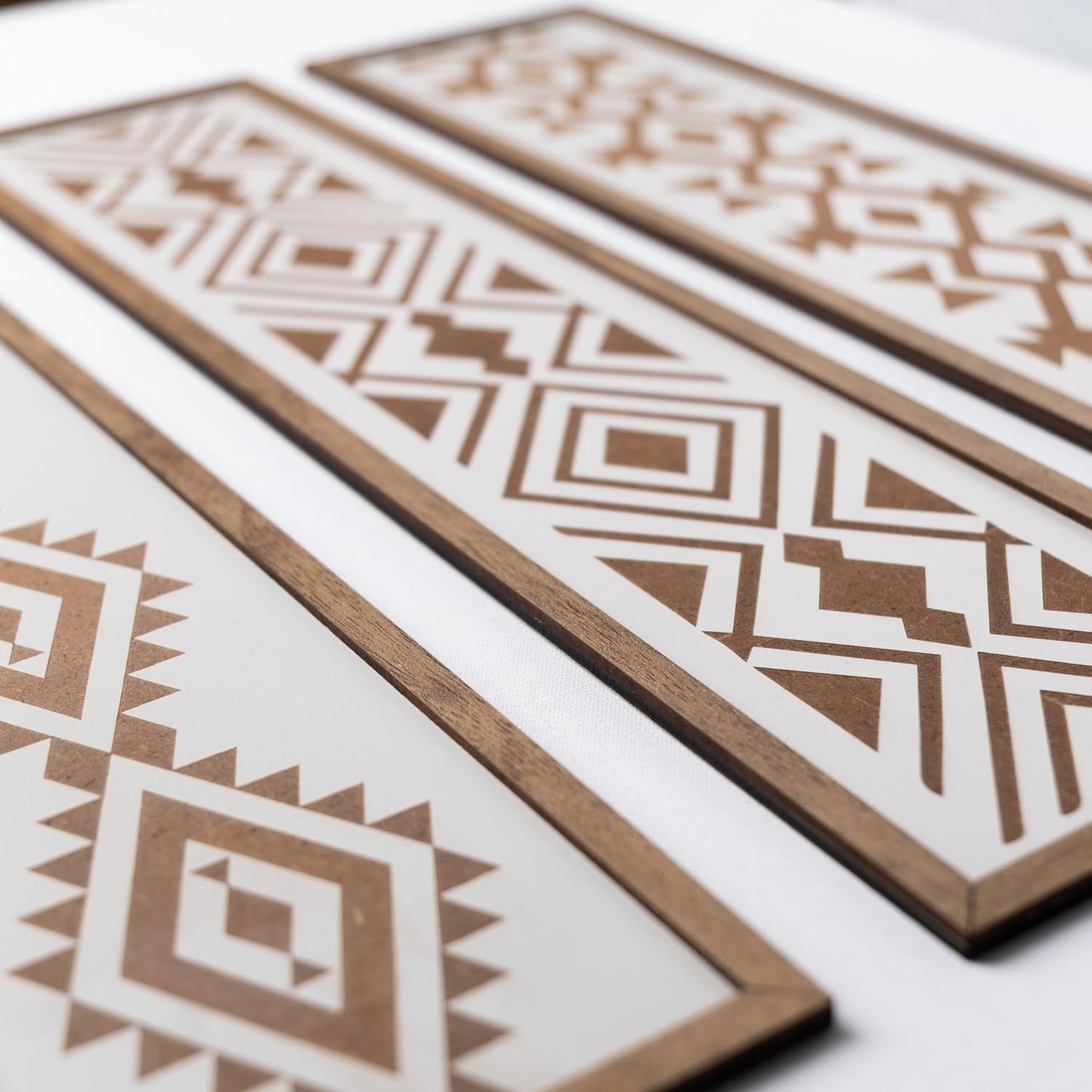 Minimalist Aztec Wood Wall Decor Geometric Scandinavian Boho Hanging Panels / Set of 3