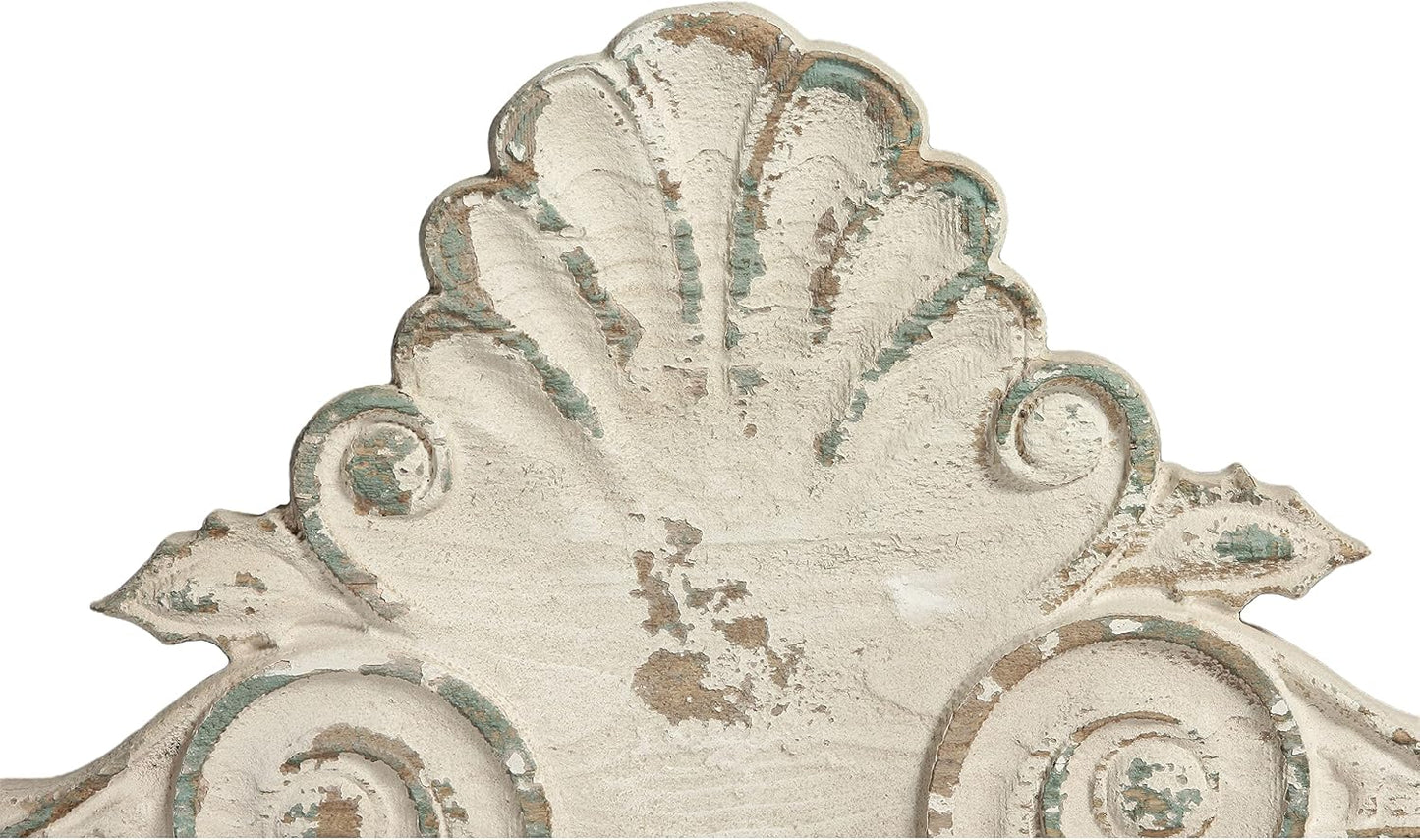 Carved Wood Wall / 16.7"L x 2.8"W / Shabby Chic White