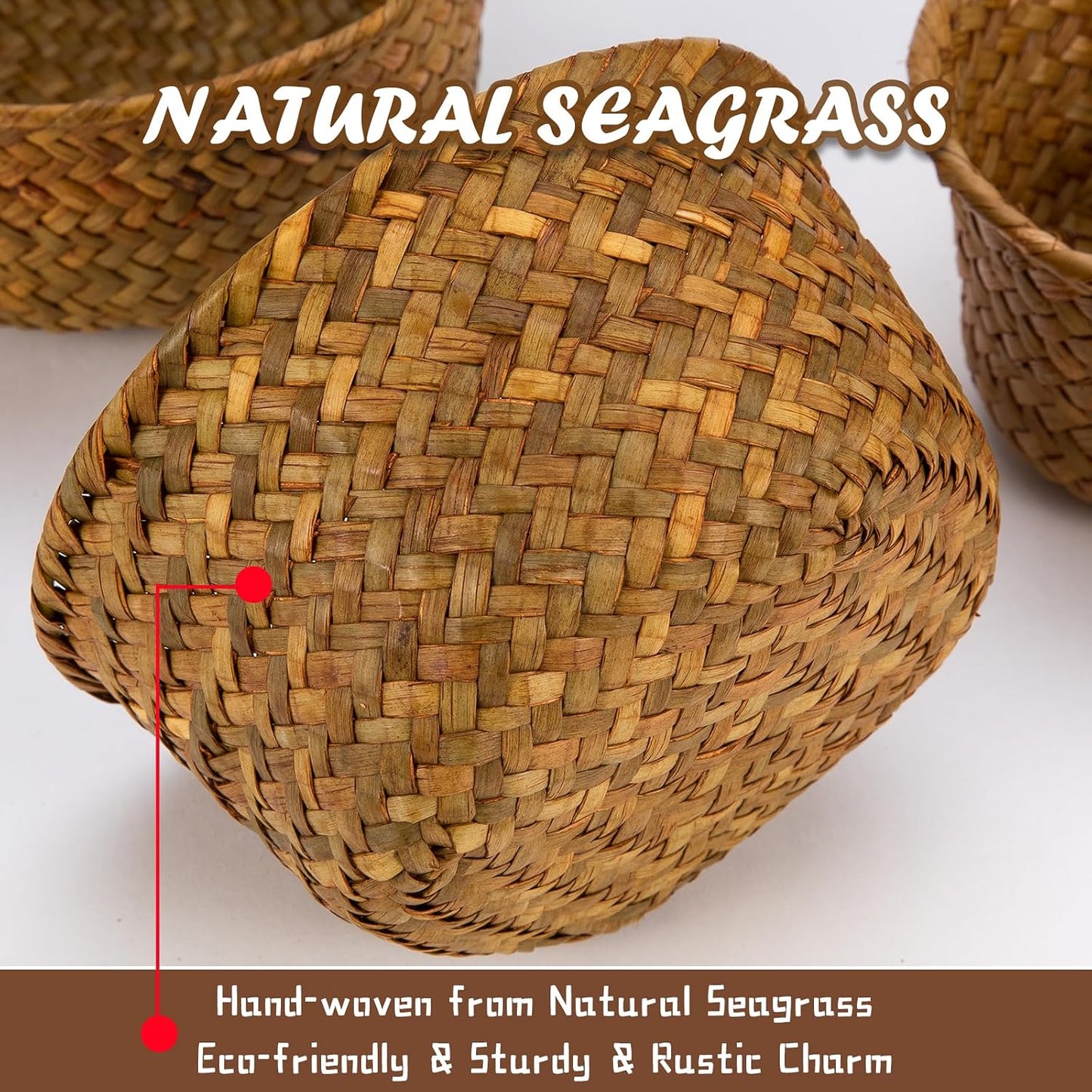 Small Seagrass Woven Storage Baskets / Natural / Set of 3