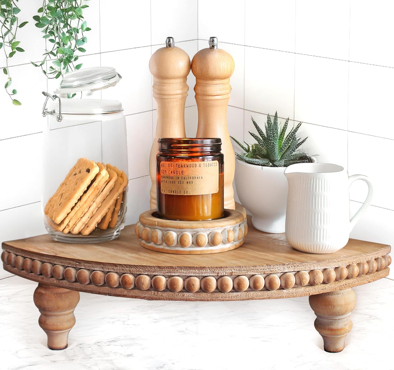 Farmhouse Corner Shelf Stand / Rustic Brown