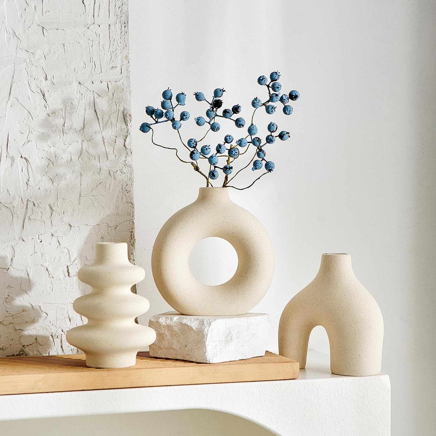 Ceramic Vase / Modern Boho Vases / White / Set of 3