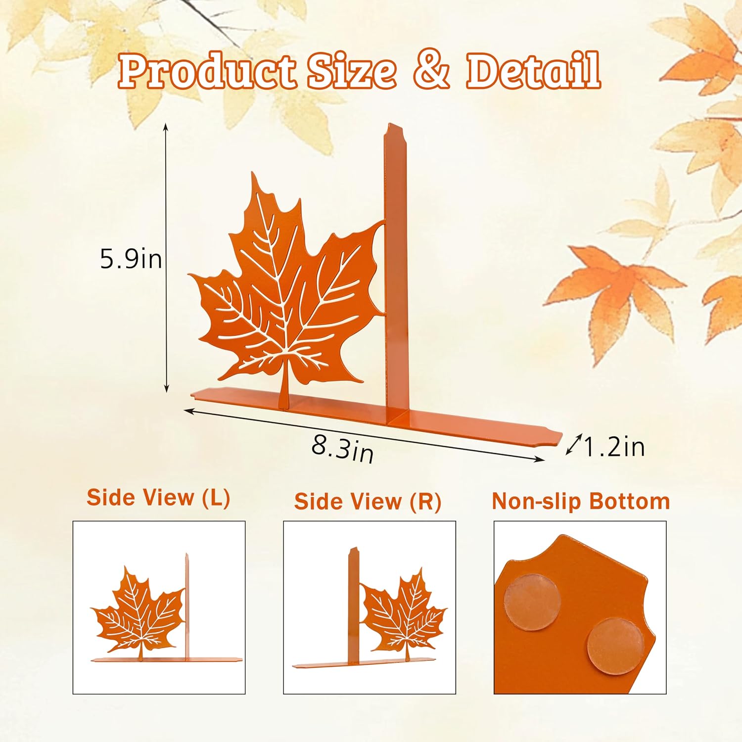 Maple Leaf Decor Bookends Leaves Decor for Fall and Unique Novelty Book Ends for Kids Flower