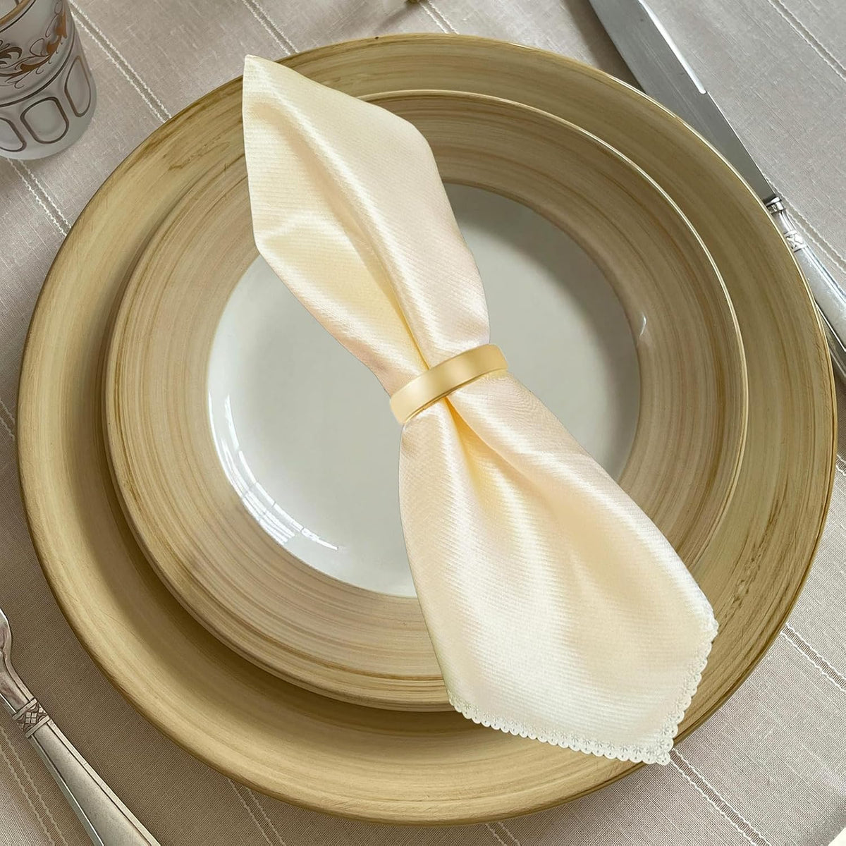 40 Pcs Gold Napkin Rings - Metal Napkin Ring(Semicircle) | Stainless Steel Napkin Rings for Table Settings Wedding