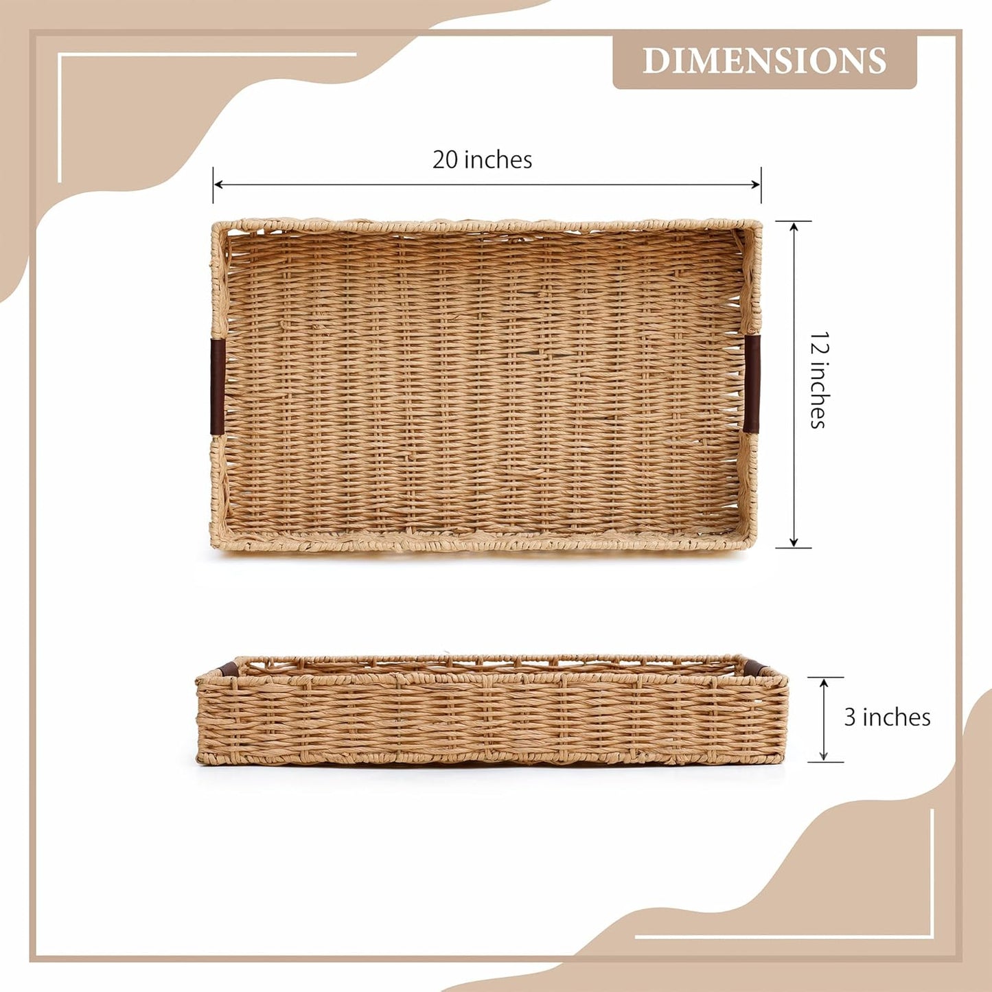 Durable Wicker Tray / Rectangle / 20 x 12