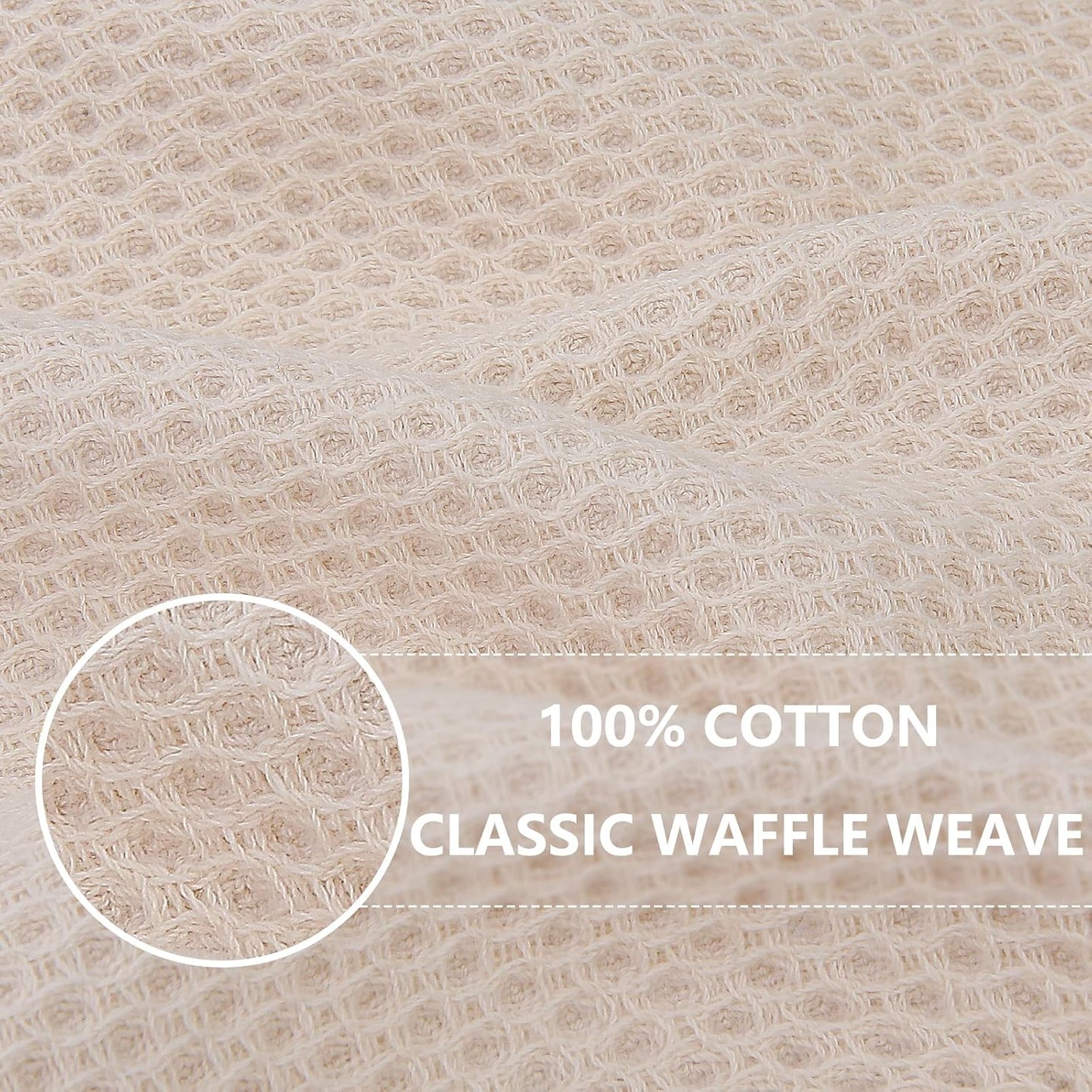 Homaxy 100% Cotton Waffle Weave Kitchen Dish Cloths 24-Pack, Beige | 12 x 12 Inches, Ultra Soft Absorbent Dish Towels