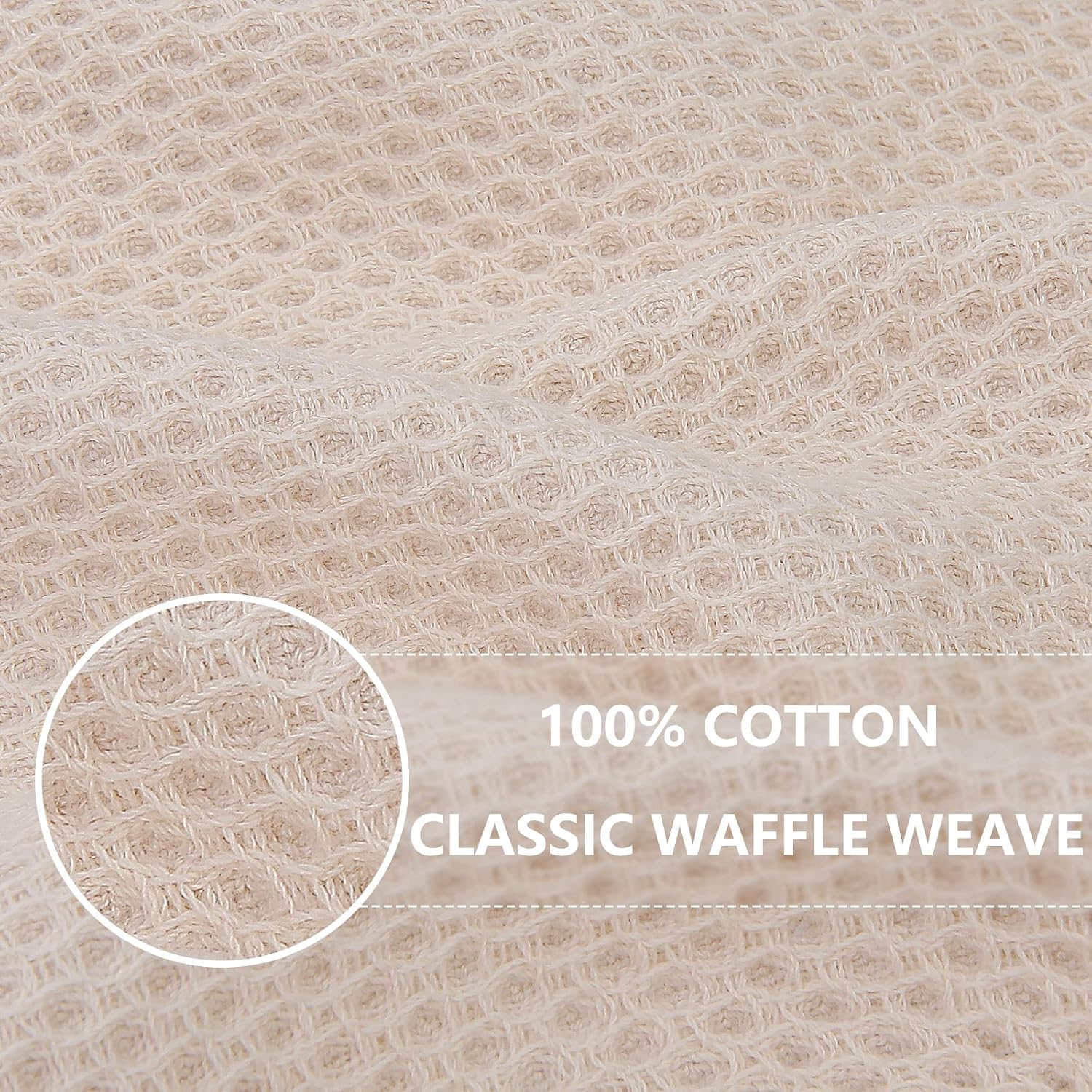 Homaxy 100% Cotton Waffle Weave Kitchen Dish Cloths 24-Pack, Beige | 12 x 12 Inches, Ultra Soft Absorbent Dish Towels