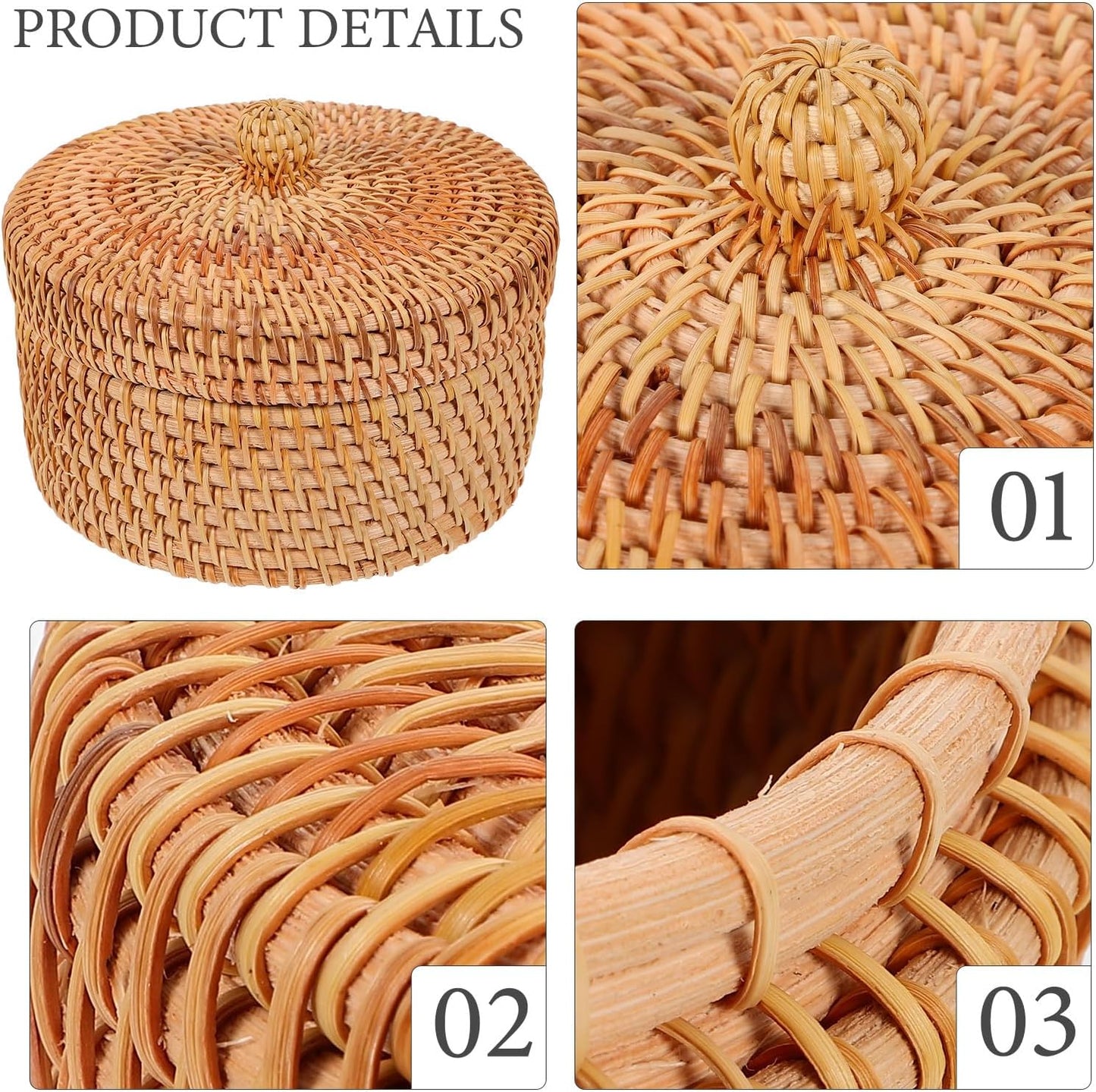 Hand Woven Rattan Basket for Desktop or Decorative Use