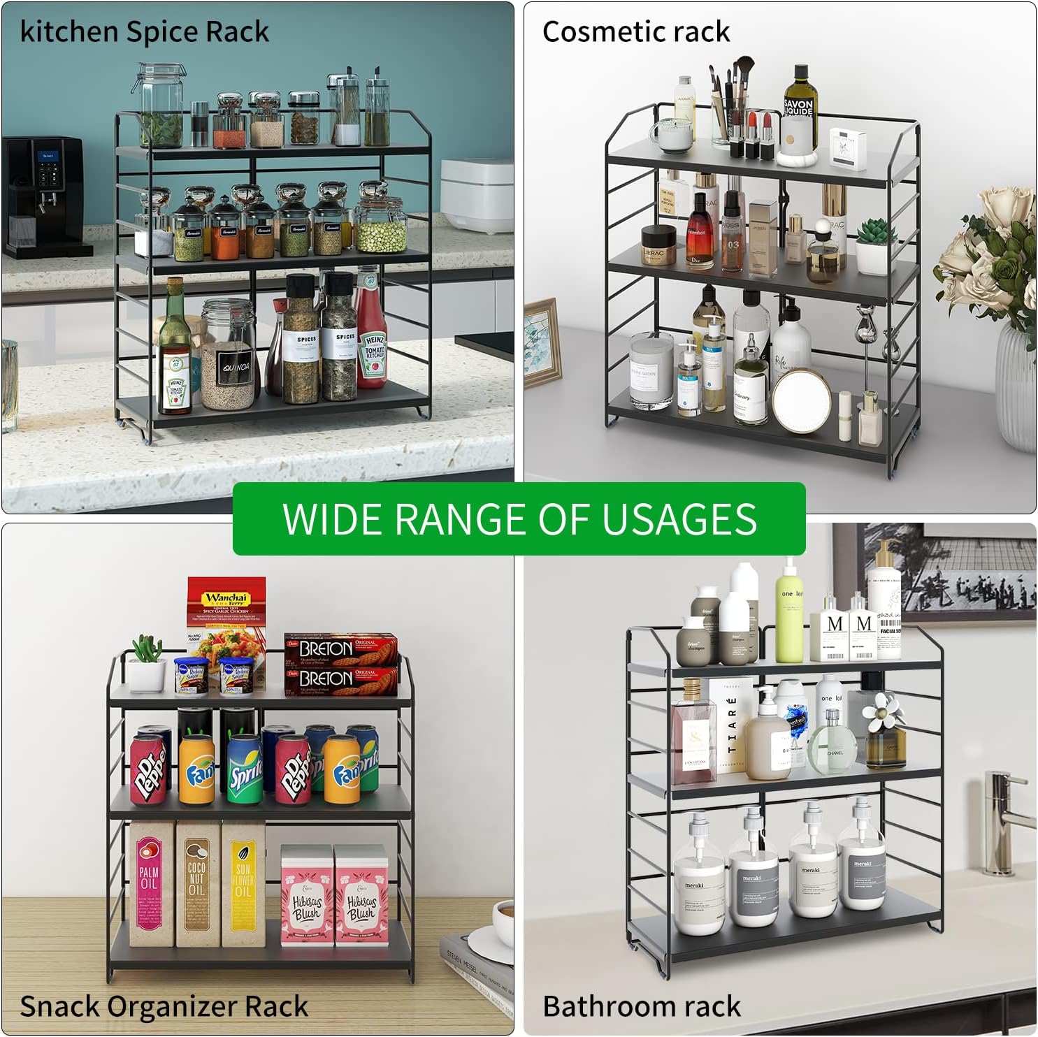 BOIVSHI Bathroom Countertop Organizer, 3-Tier Bathroom Counter Organizer, 8-Levels Height Adjustable, Bathroom