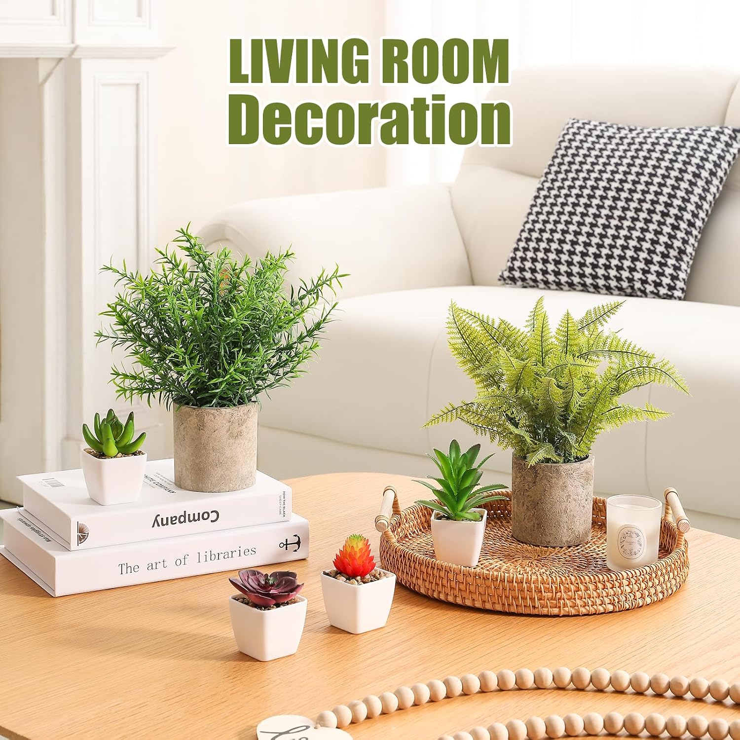 Mini Succulents Plants Artificial Greenery Potted Plant Indoor / Green / Set of 6