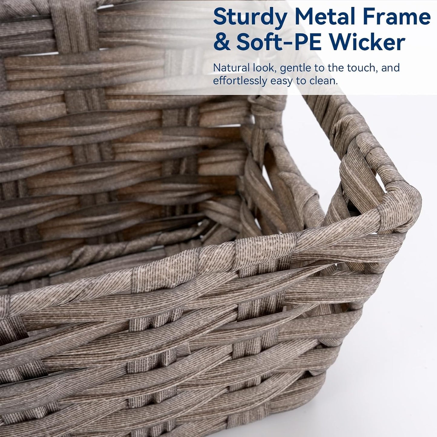 Woven Storage Basket / Small Plastic Wicker Organizer Bin