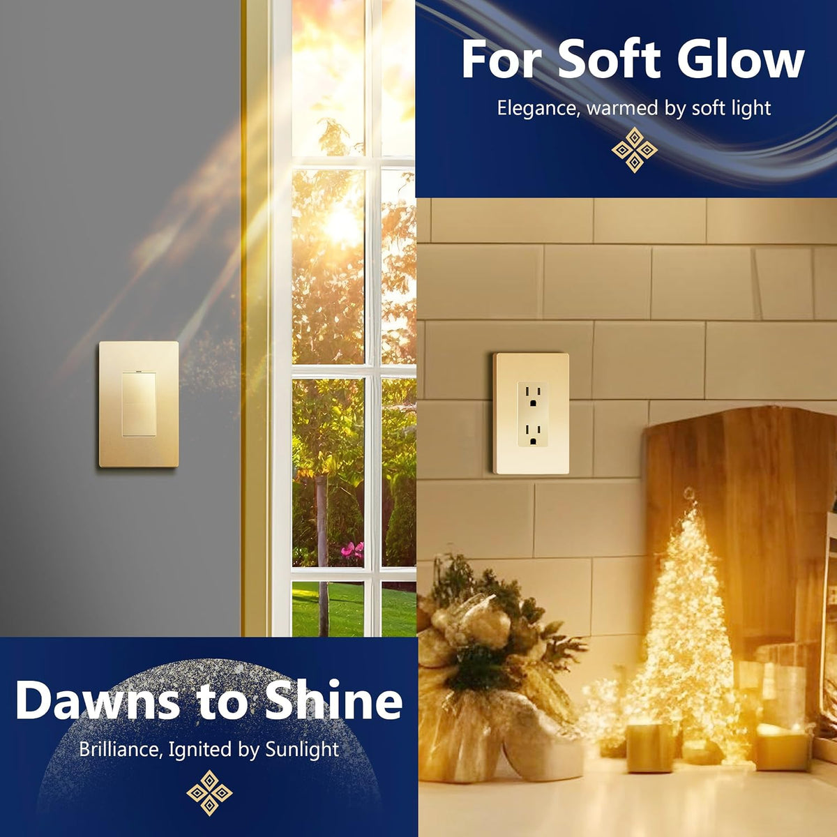 LIDER Decorator Switch Cover, Screwless Wall Plate, Mid-Size 1-Gang, 5-Pack | Matte Gold, Polycarbonate Thermoplastic