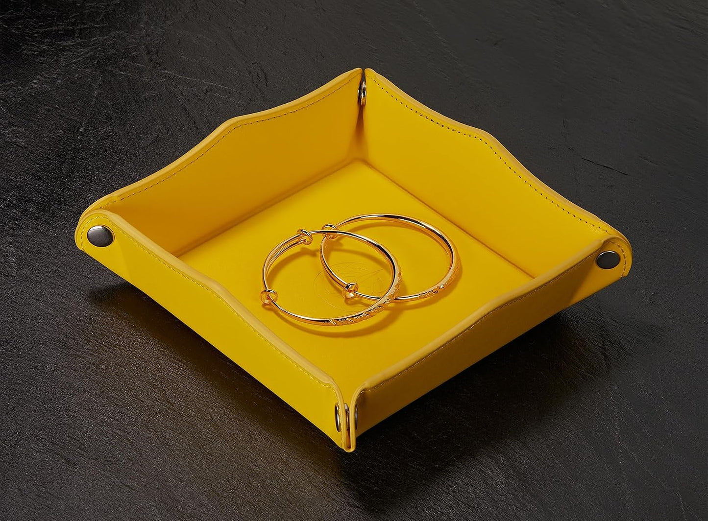 Jewelry Tray / PU Leather Valet Tray / Yellow_s / Yellow