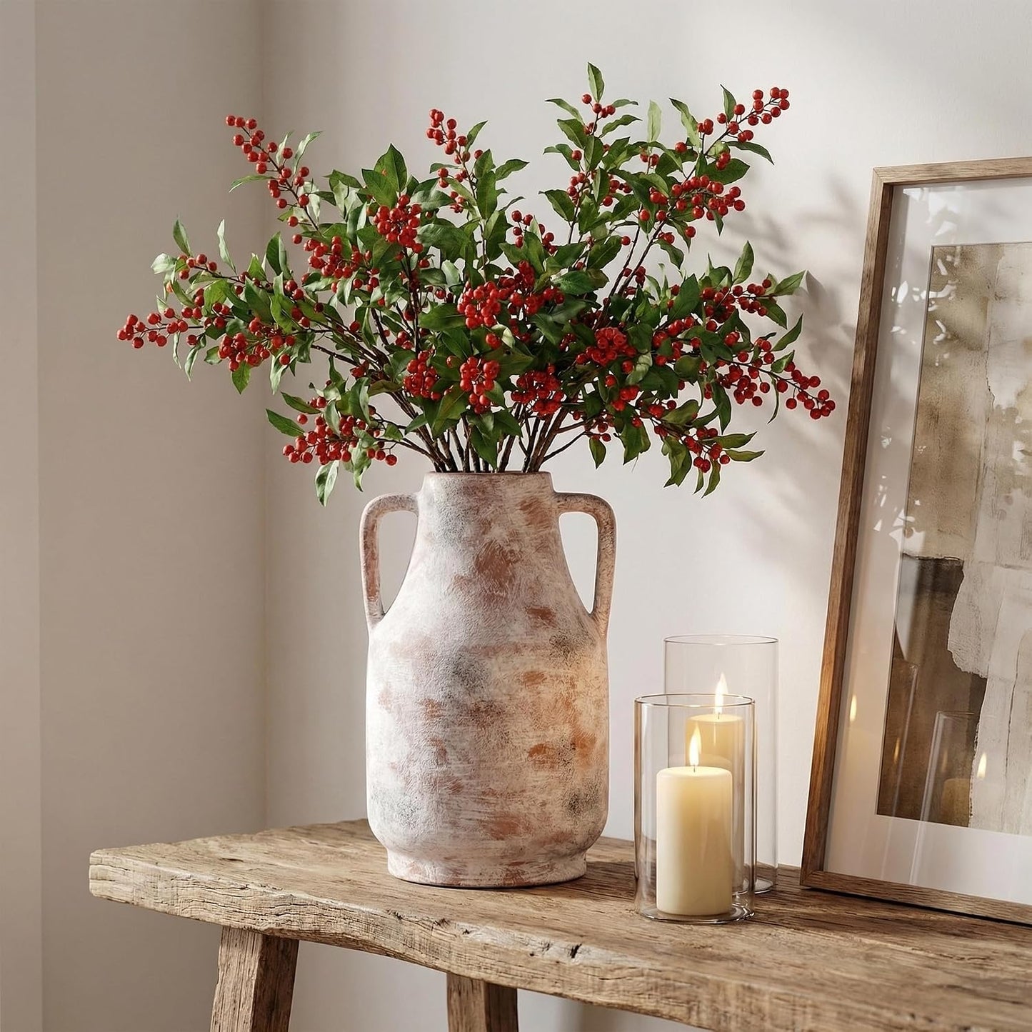 Tall Ceramic Vase / 11inch-terracotta / White / 11 Inch