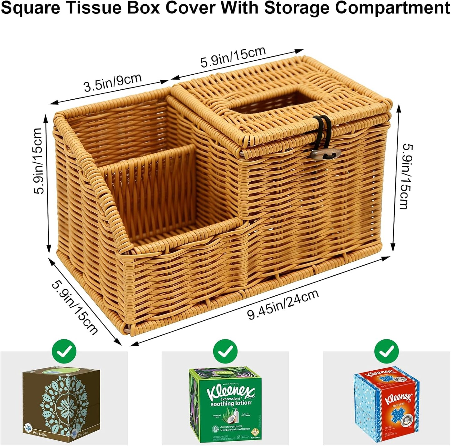 Square Tissue Box Cover / Brown