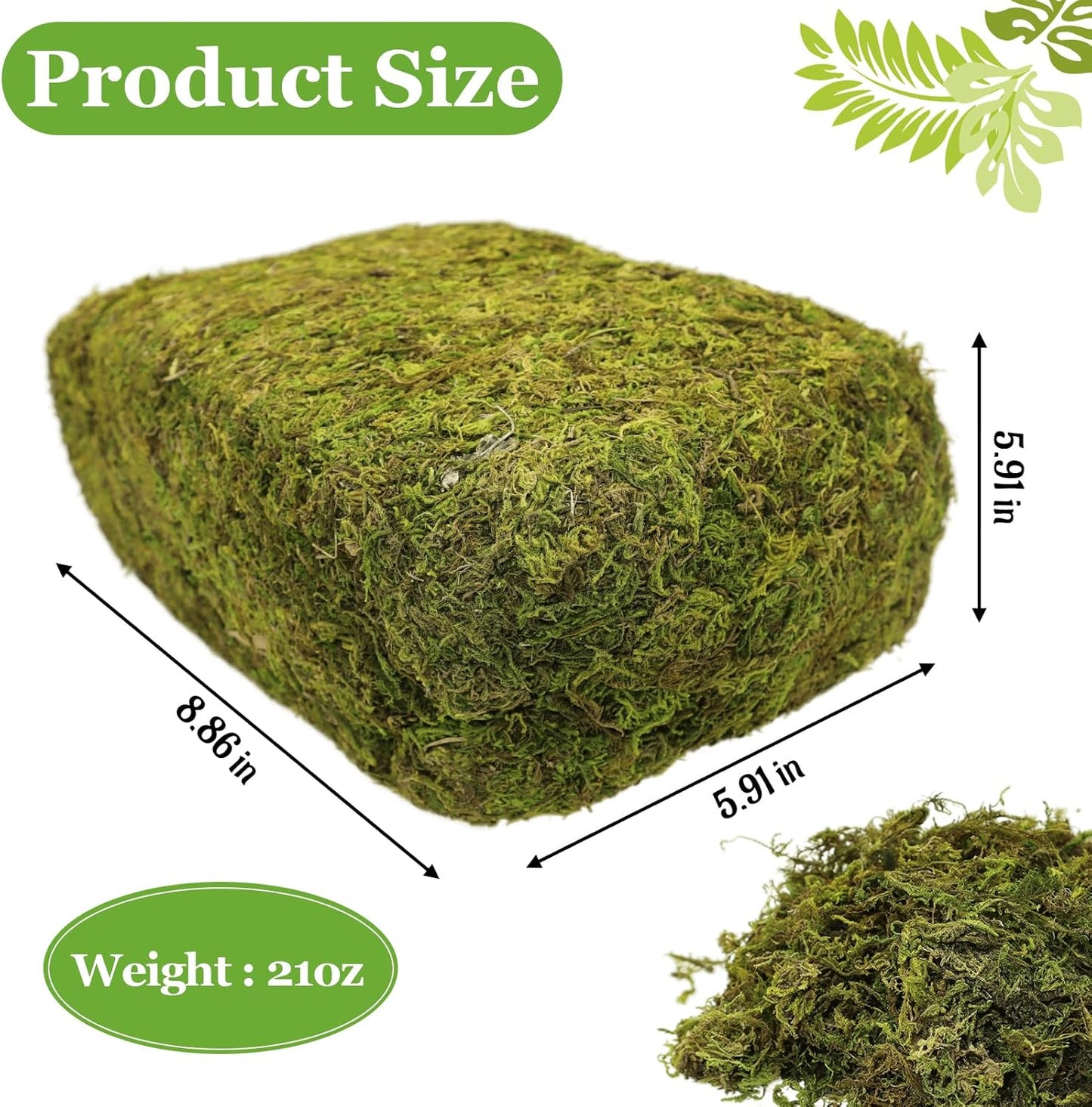 1.3LBS Artificial Fake Moss for Fake Plants Indoor- Faux Craft Moss for Potted Plant / 1.3lb / Green