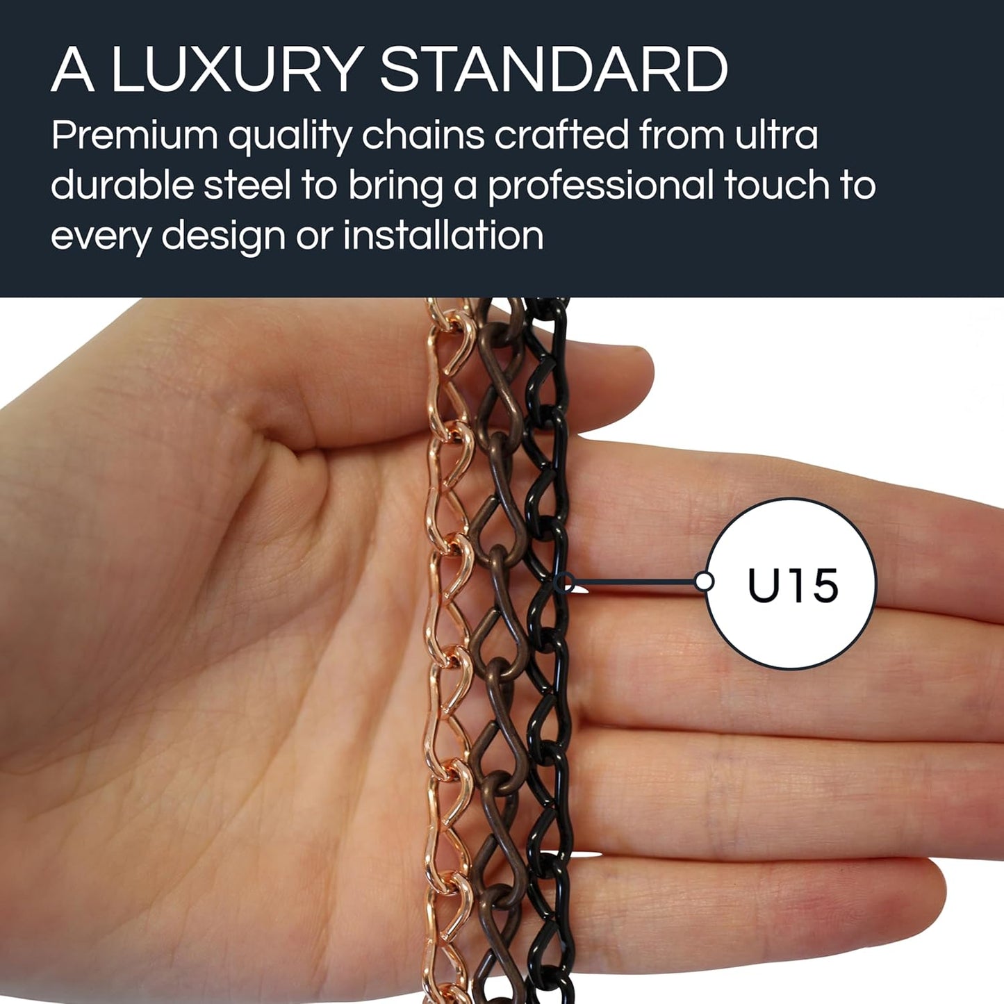 CH-S50-16-AB-10 Steel Basket Chain / U15 / Antique Brass