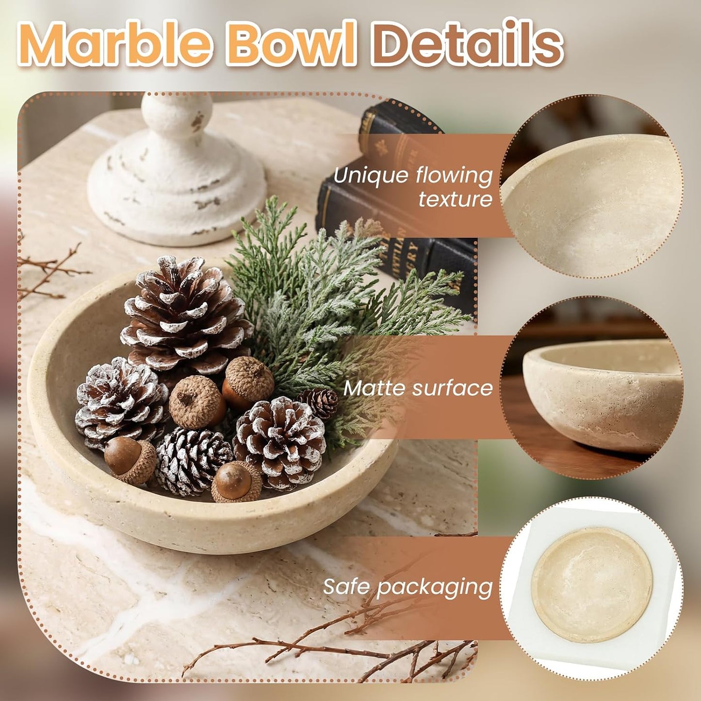 7.8" Modern Home Decor Key Bowl for Entryway / Natural