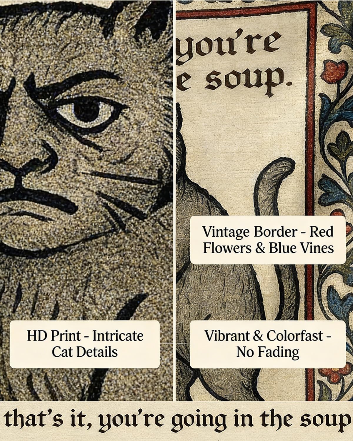 Weird Medieval Cat Woven Tapestry / 1PC