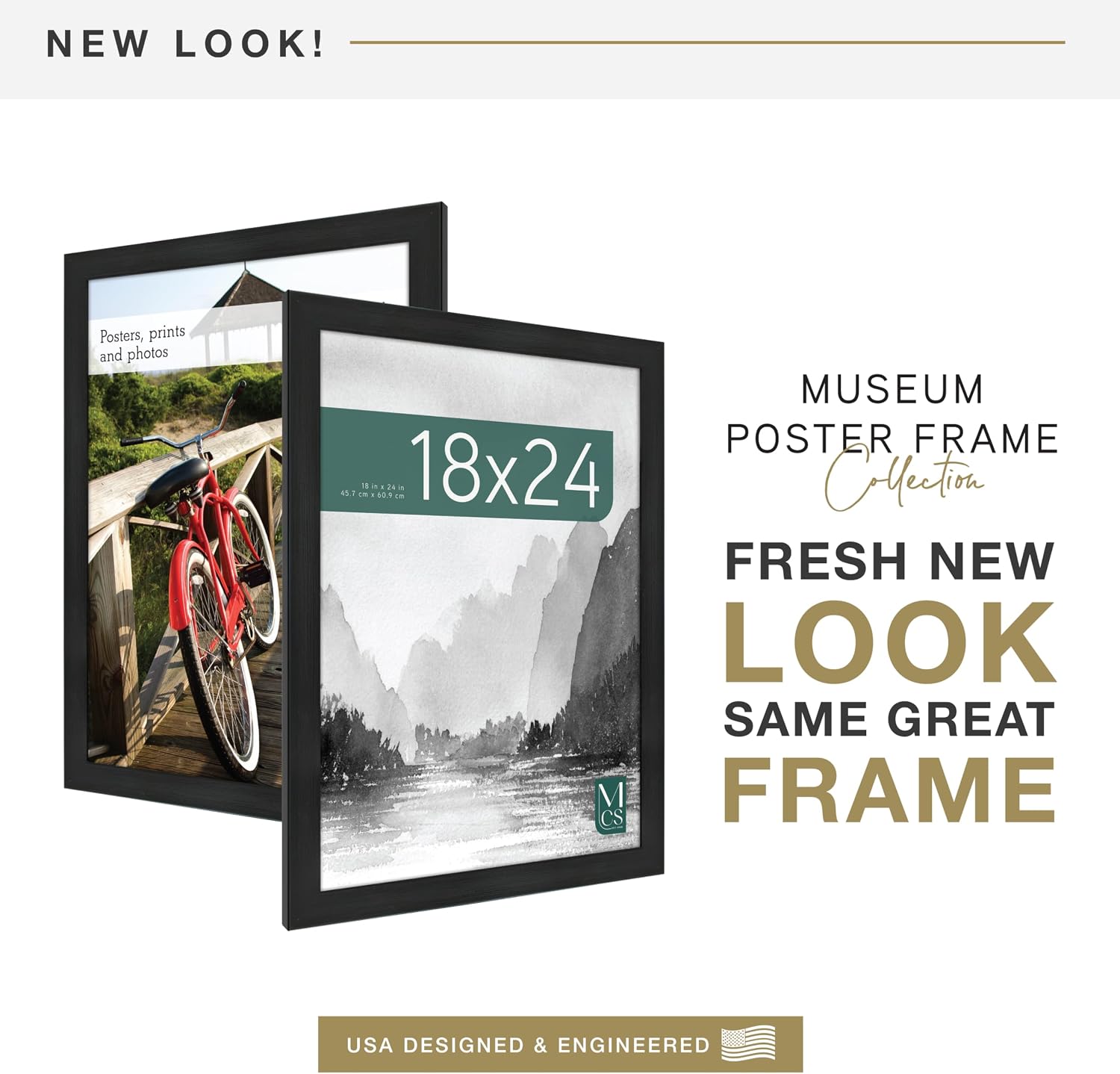 MCS Museum Poster Frame, 18x24, Onyx Woodgrain | Museum Collection Poster Frame For Photos & Art Prints, 18x24 Inch