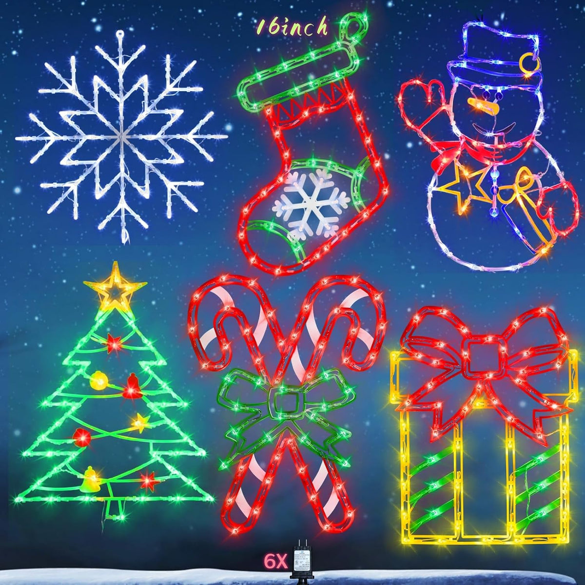 TRWYMZ Christmas Decorations - 16" Christmas Window Silhouette Lights