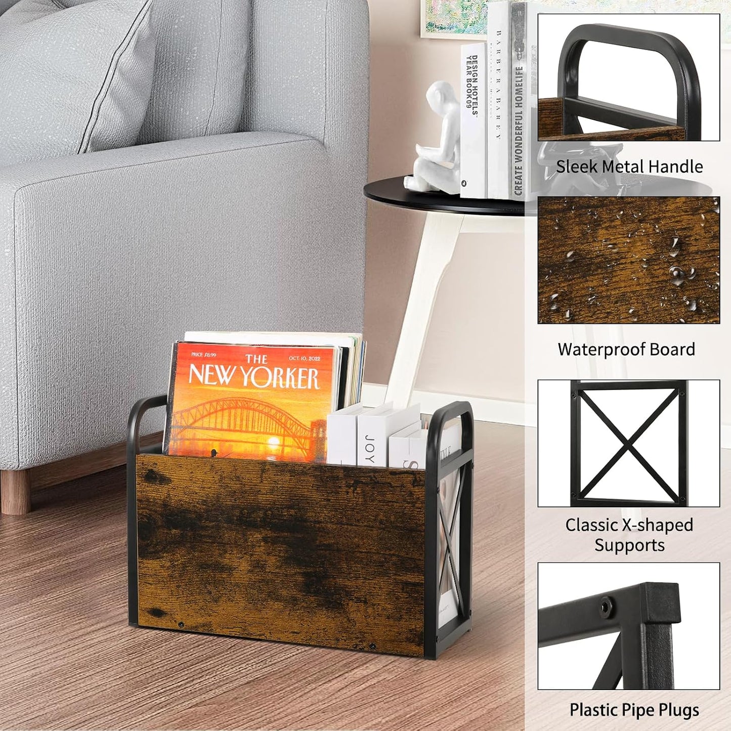 YINMIT Magazine Holder, Magazine Rack Floor, Magazine Storage Basket, Folder Organizer Bin for Books, Newspapers