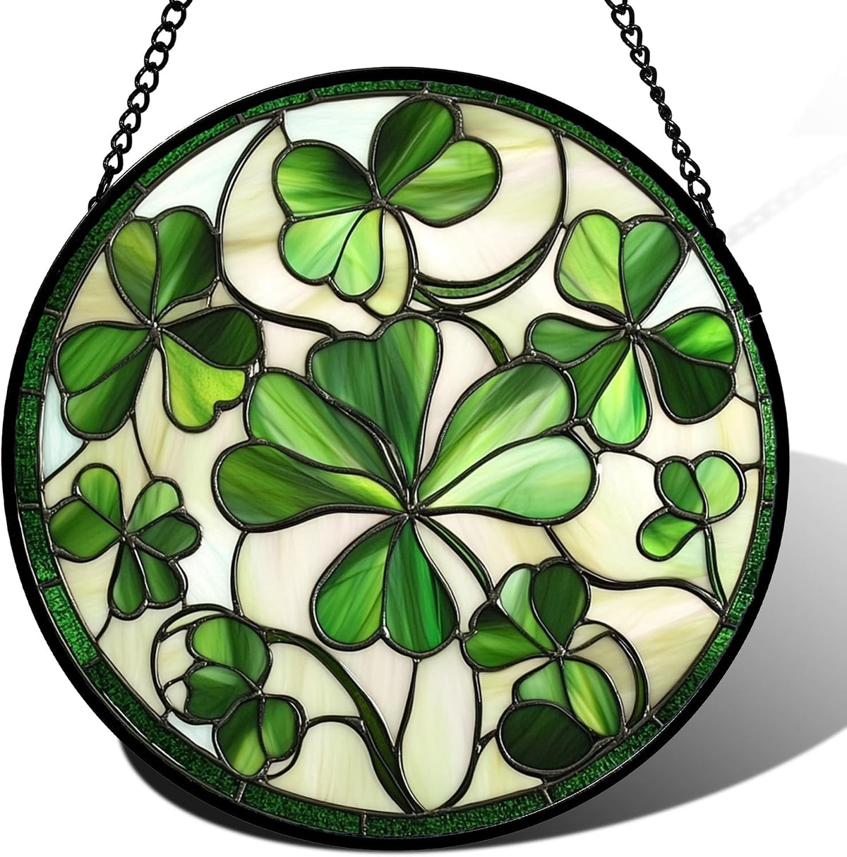 St Patrick's Day Tinsel Garland 33FT Gold Green Shamrock Hat Tinsel Garland Shiny Clover Metallic Hanging Decoration Irish Shamrock Garlands for Home Indoor Outdoor St Patrick Irish Home Decor