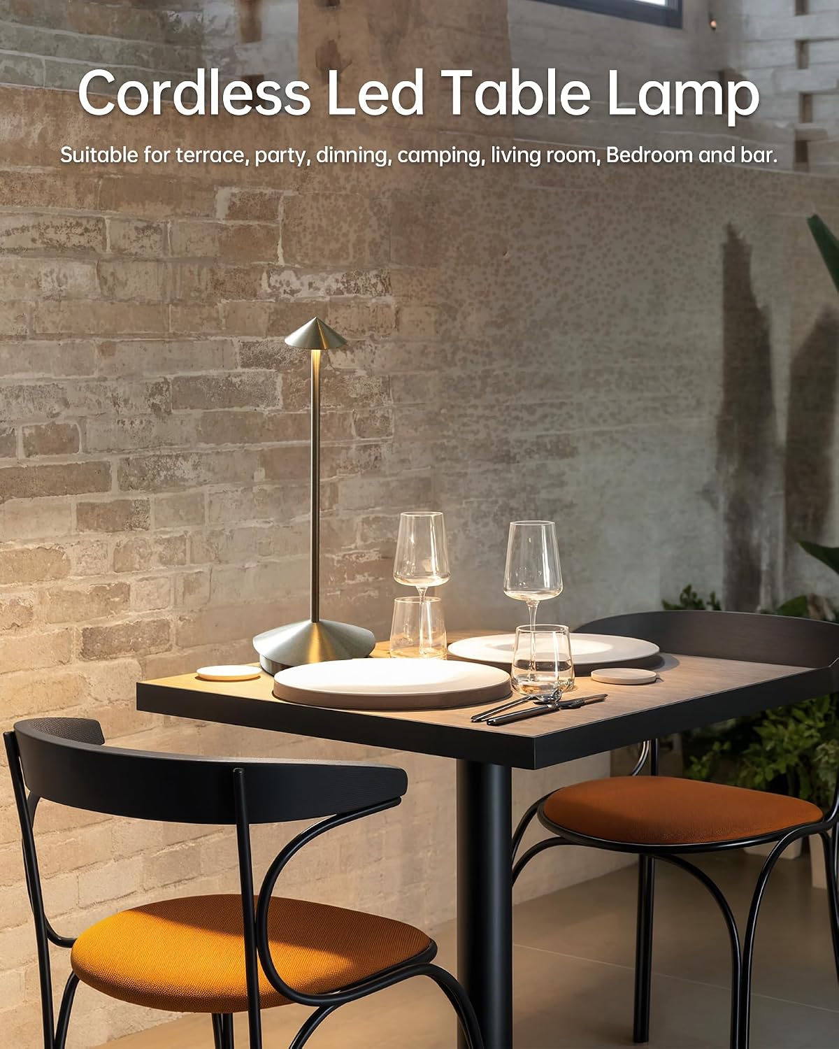Portable Led Cordless Lamp Table Light 2 Pack, Rechargeable 6000mAh Battery Outdoor Table Lamp for Dinning Restaurant