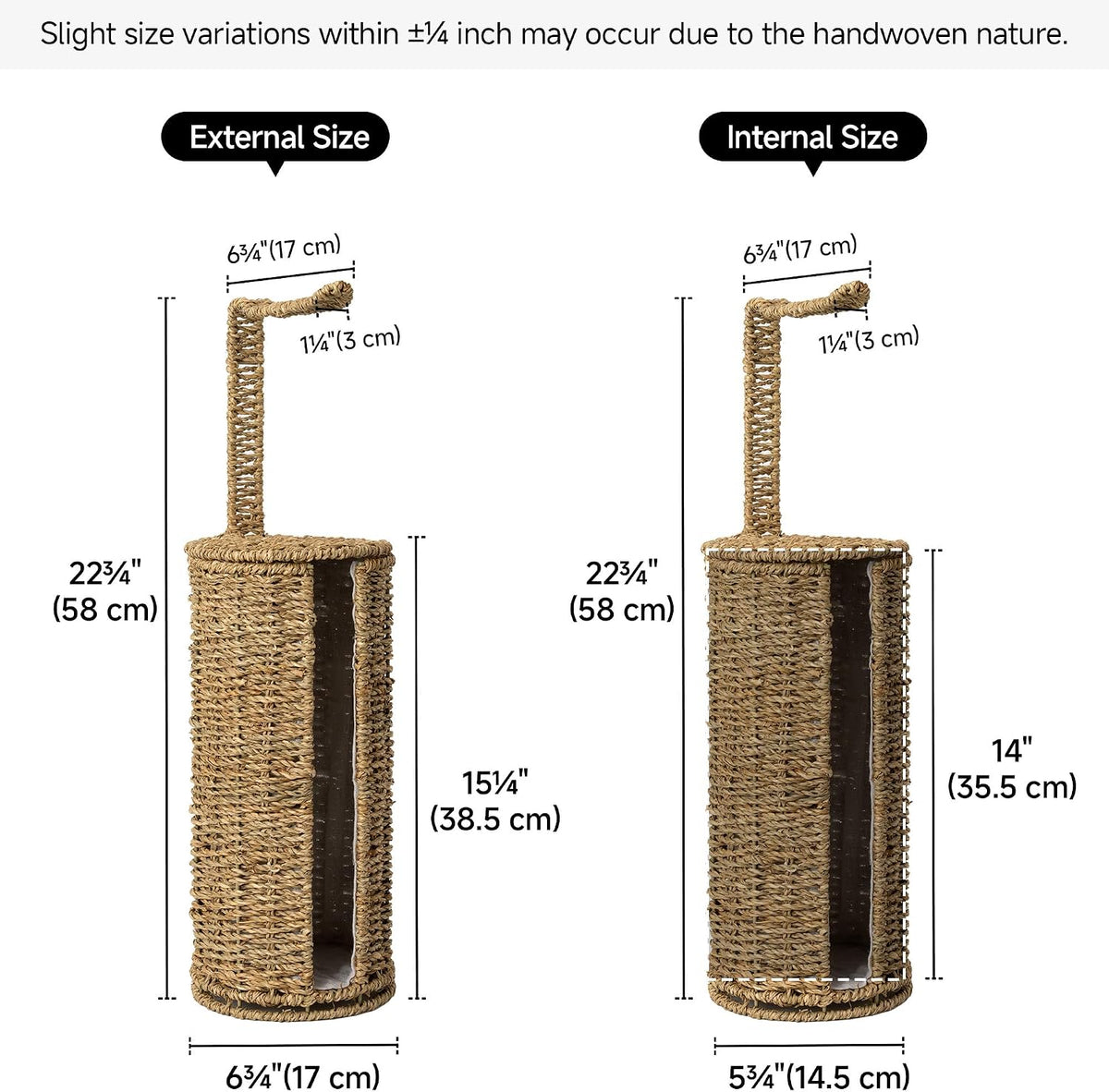StorageWorks Wicker Freestanding Toilet Paper Holder Stand with Storage | Farmhouse Covered Toilet Paper Stand for 4