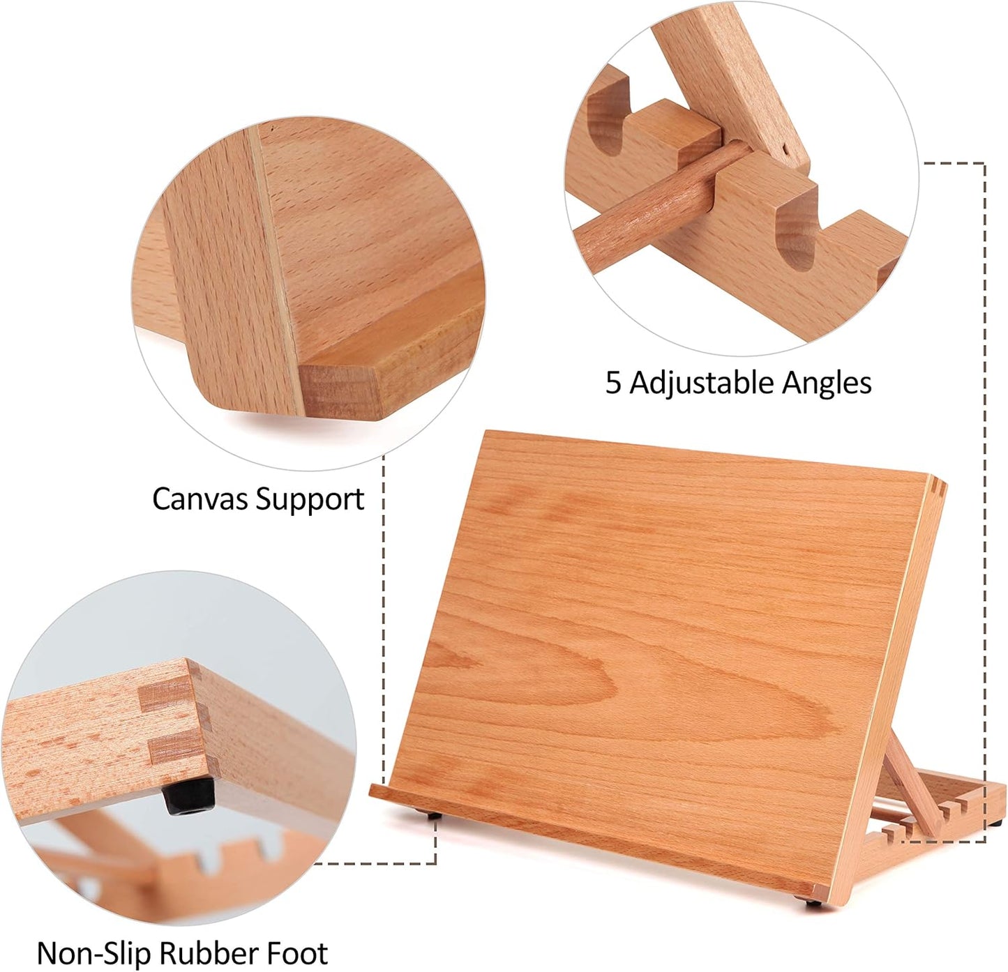 5-Position Wood Drafting Table Easel Drawing and Sketching Board / 16 1/2 L * 12 1/8 W / 2 Inch