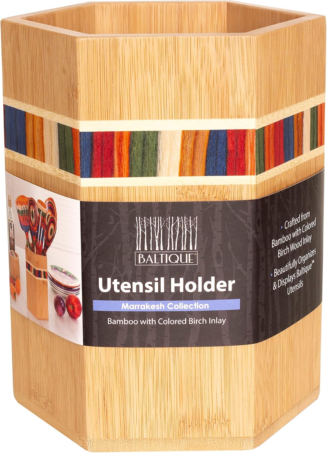 Totally Bamboo Baltique Marrakesh Collection Kitchen Utensil Holder, Large Cooking Utensil Crock for Countertop