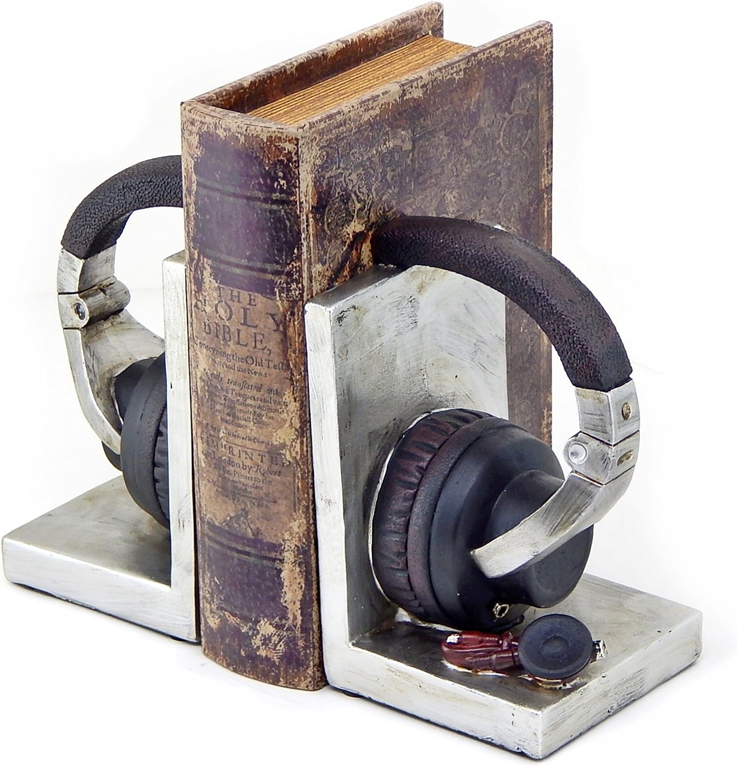 26256 Decorative Bookends Headphone Music Lover Holder Heavy Stoppers Bookshelf Shelves to Hold Book