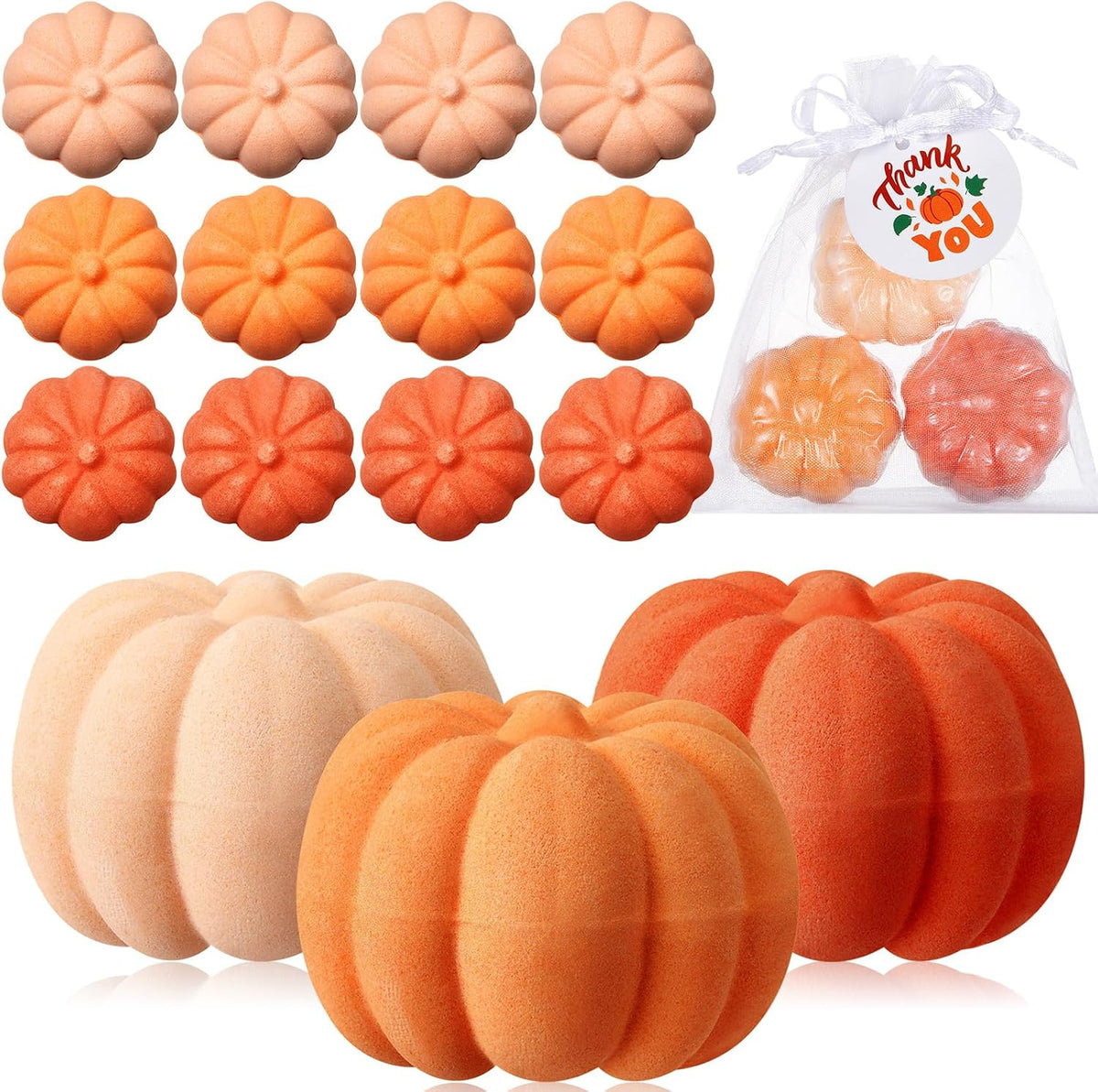 Lounsweer 12 Pack Little Pumpkin Bath Bombs Fall Baby Shower Favors,Orange