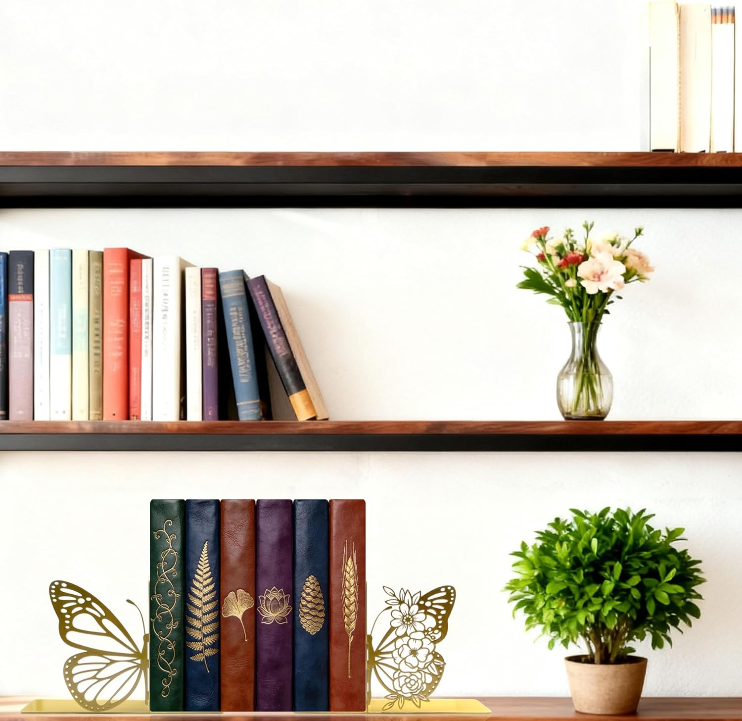 Modern Gold Bookends / Gold Butterfly