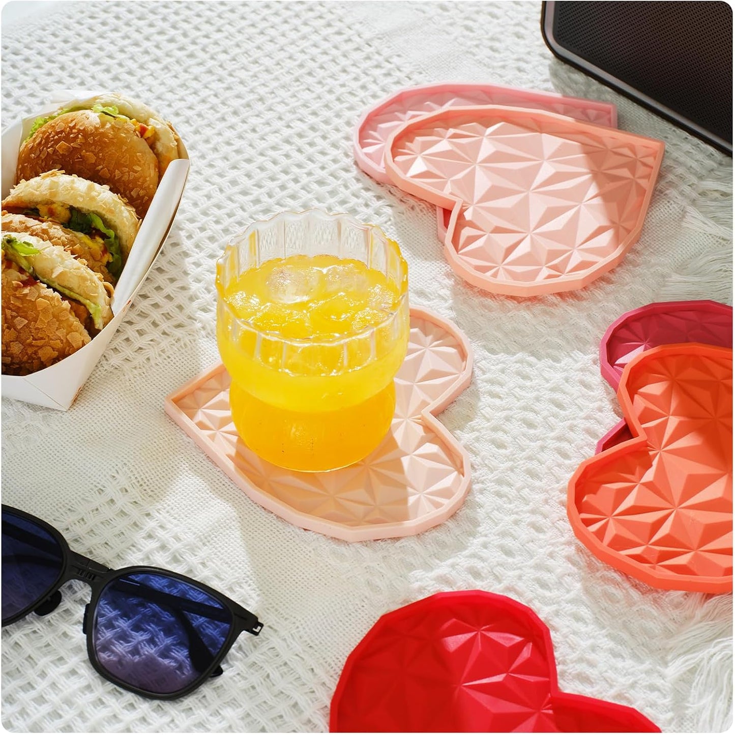 Silicone Drink Coasters Set / Gradient Pink / Set of 6