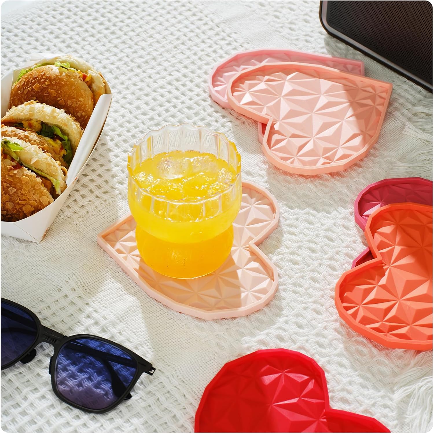 Silicone Drink Coasters Set / Gradient Pink / Set of 6