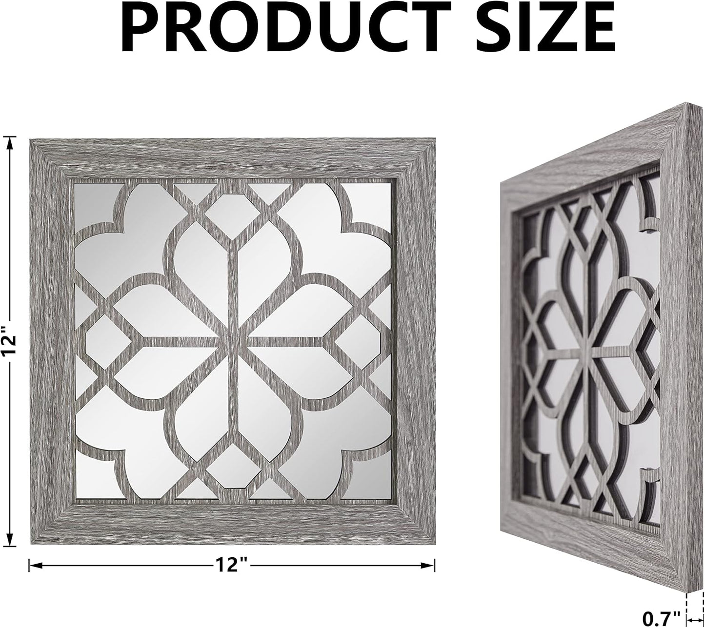Boho Wall Mirror Decor / Brown / 12*12in / 12 x 12 / Set of 2