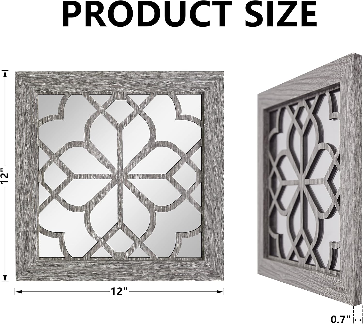 Boho Wall Mirror Decor / Brown / 12*12in / 12 x 12 / Set of 2