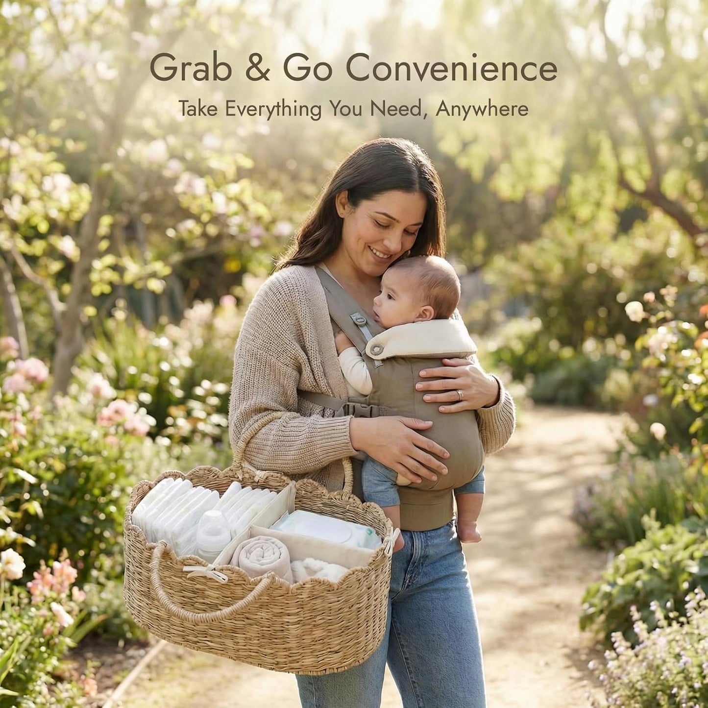 Seagrass Nursery Baby Basket for Baby Essentials / Meadownest