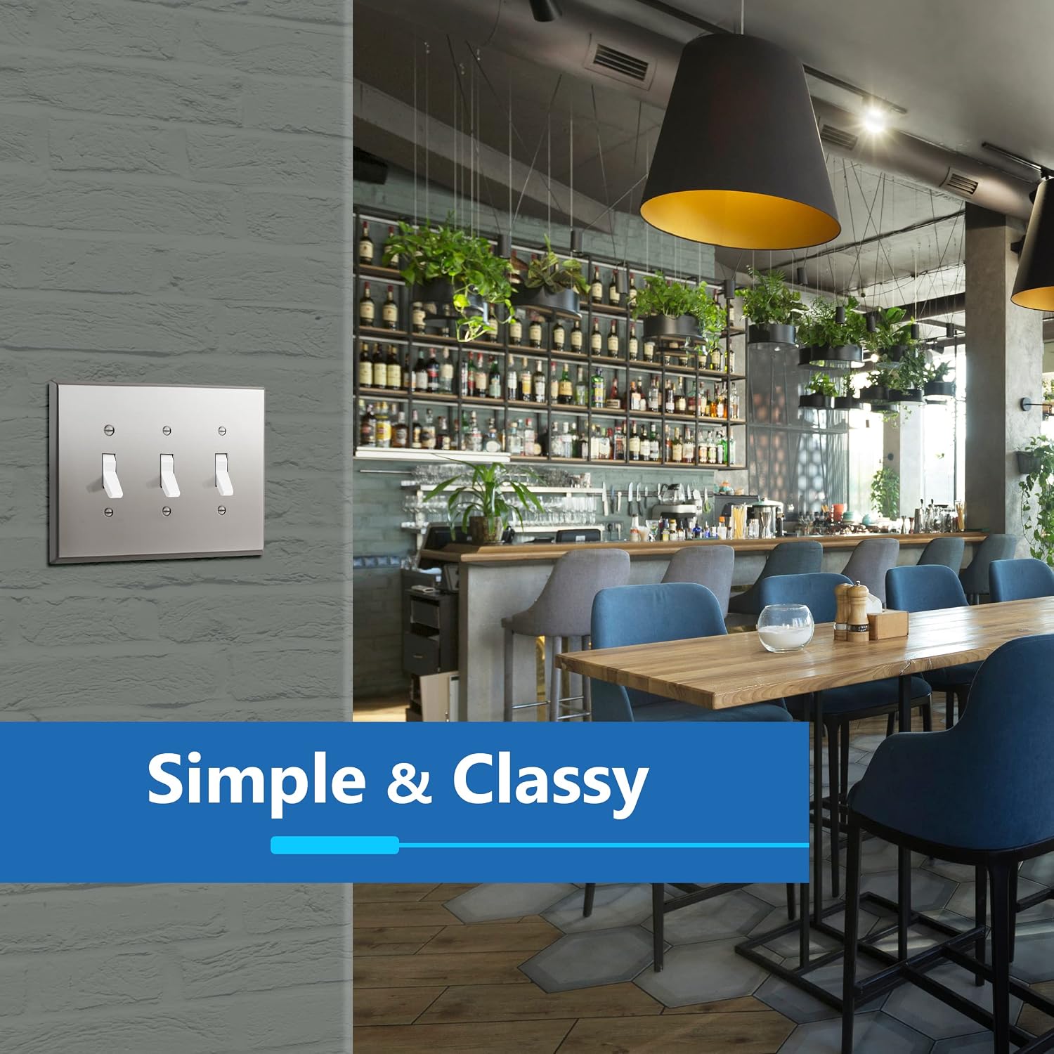 LIDER Toggle Light Switch Metal Wall Plate, Switch Cover, Mid-Size 3-Gang | Stainless Steel, Corrosion Resistant