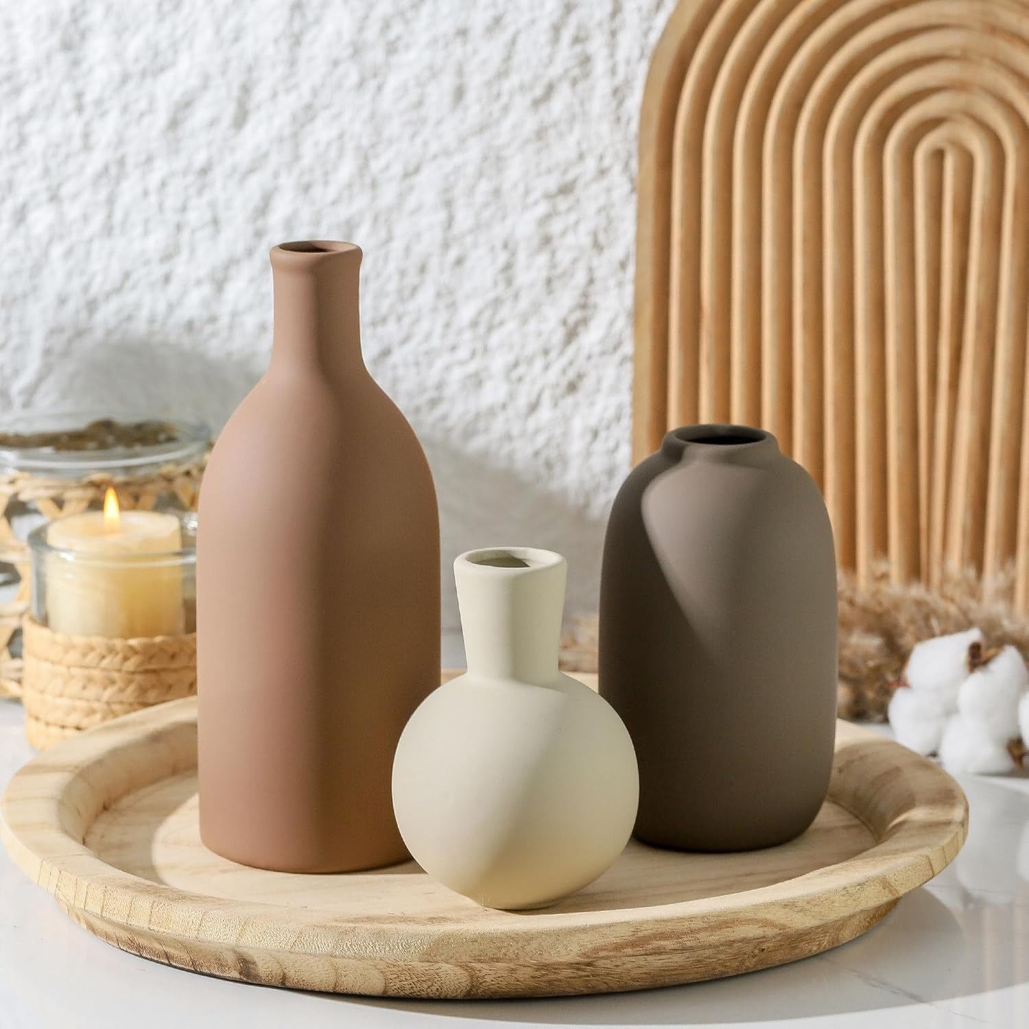 Ceramic Vases / 006-brown / Set of 3