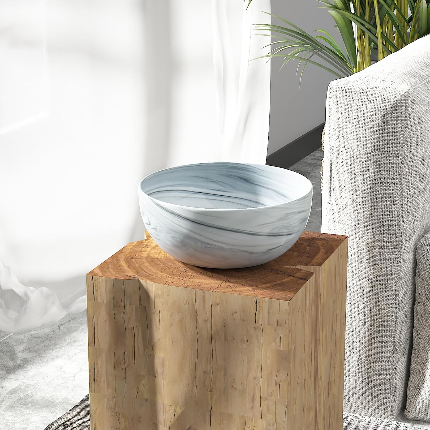 Marble-patterned Ceramic Bowl / 9.5 Inches / Gray