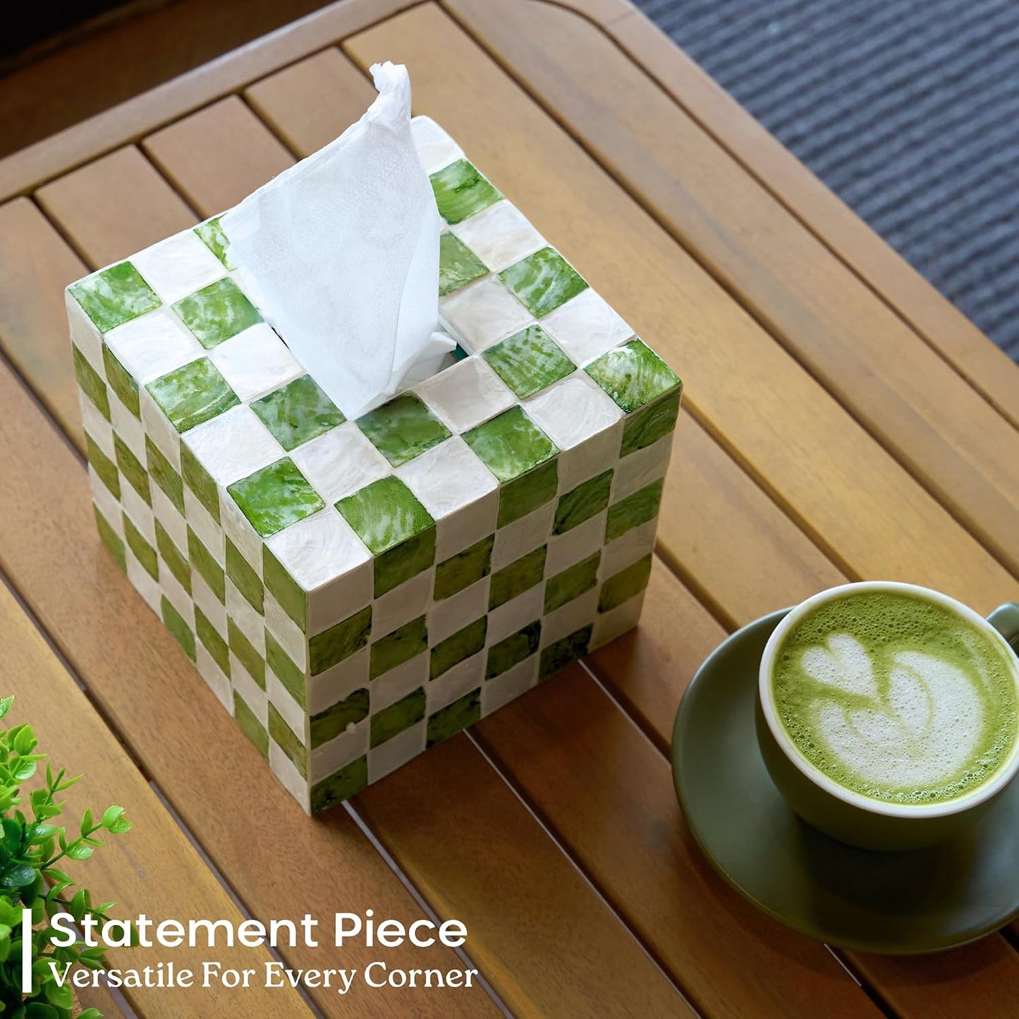 5.5" Tissue Box Cover / Pistachio Green / Square