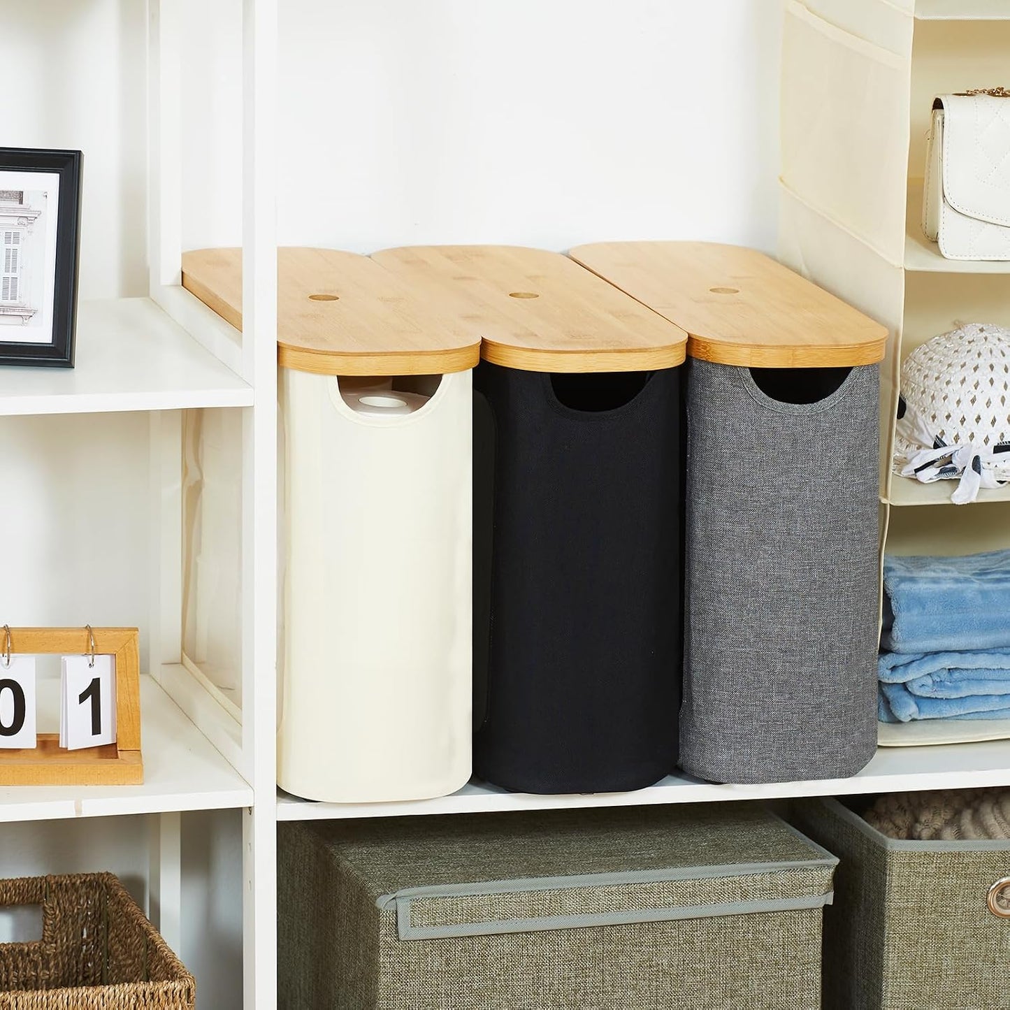 Toilet Paper Storage with Lid, Large Toilet Paper Holder for up to 12 Rolls, Free Standing Bathroom Storage Organizer