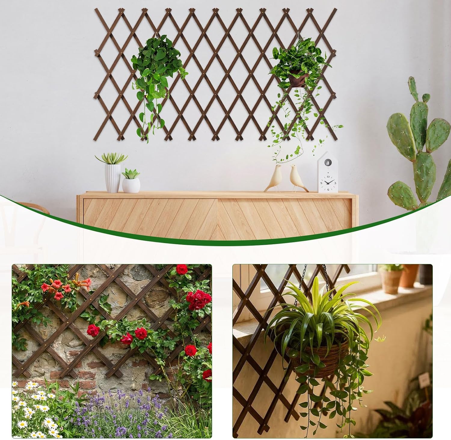 Expandable Garden Trellis, 38" x 89" Trellis for Climbing Plants Outdoor, Wooden Lattice Fence Wall Panel Lattice