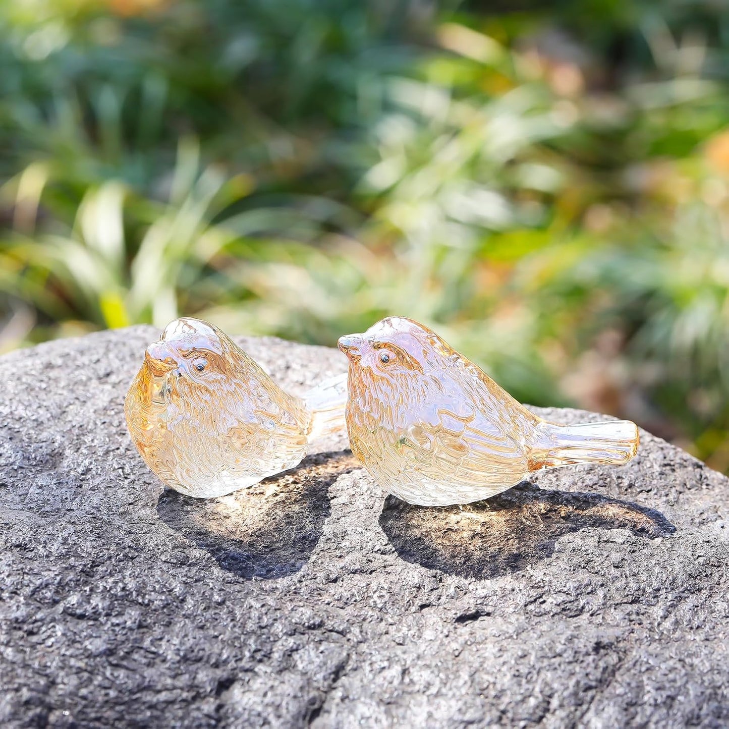 Crystal Birds Gifts for Women Men Bird Lovers Glass Bird Handmade Animal Figurines / Gold / Set of 2