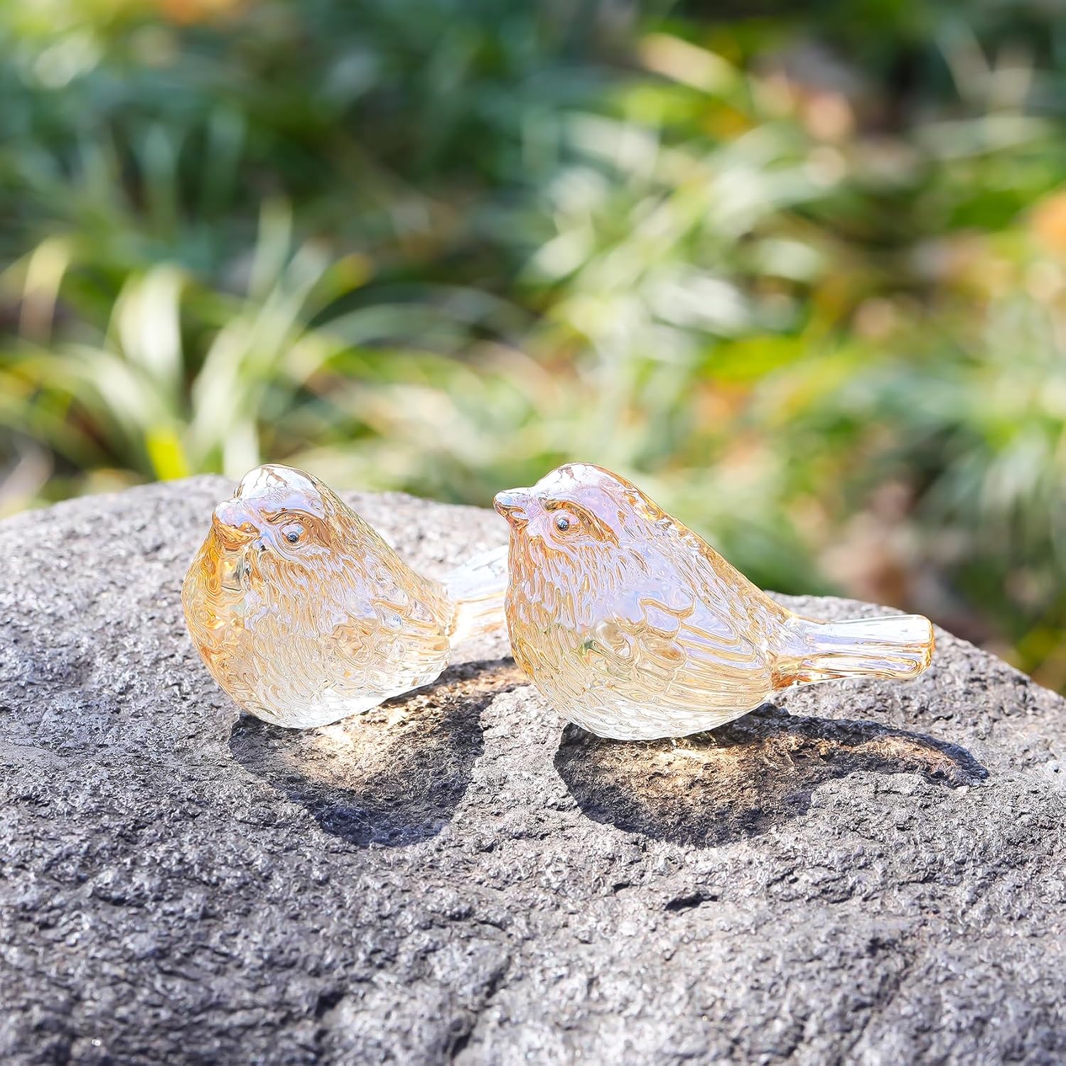 Crystal Birds Gifts for Women Men Bird Lovers Glass Bird Handmade Animal Figurines / Gold / Set of 2