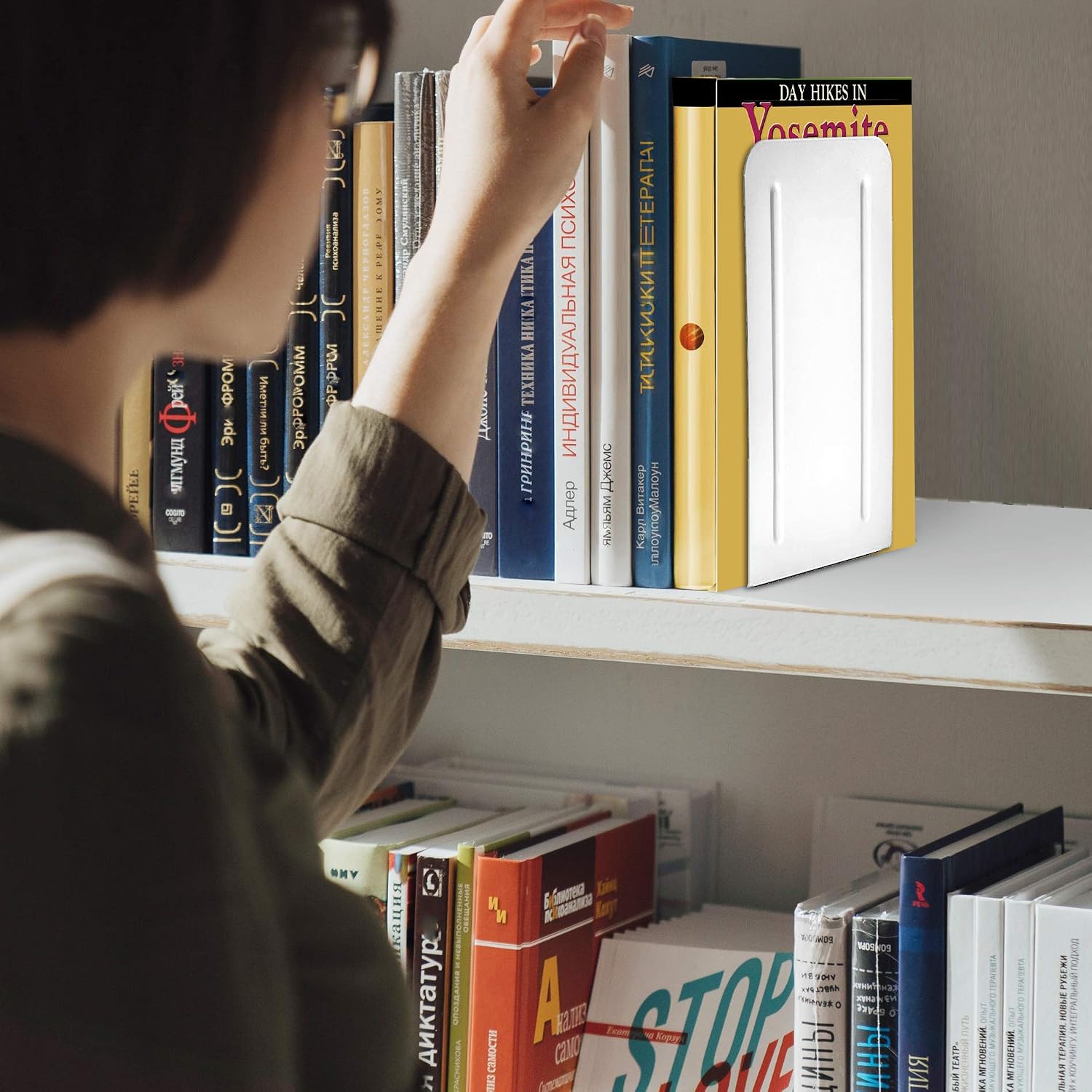 Heavy Duty Steel Metal Book Ends / White