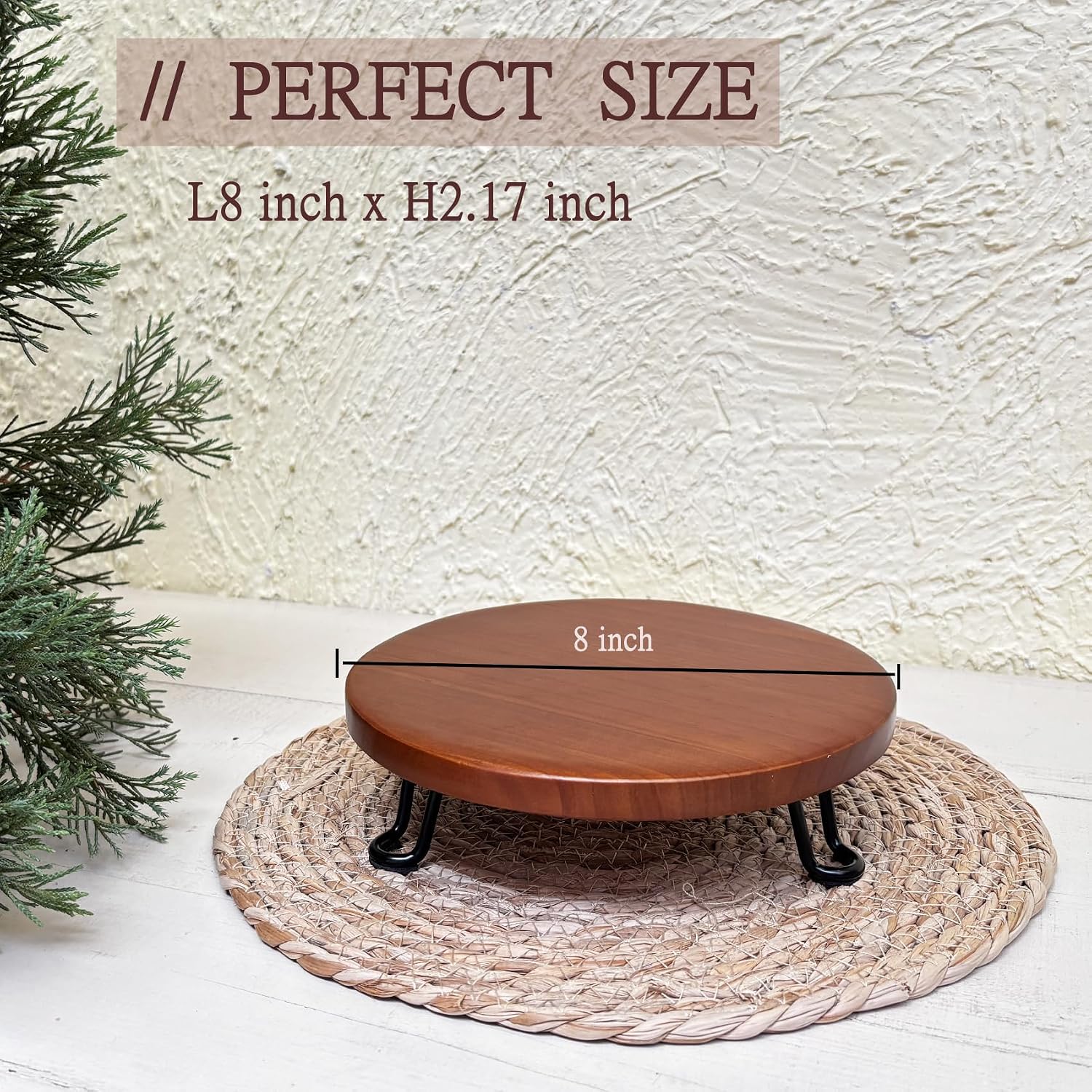 Decorative Pedestal Tray Stand for Countertop Organizer / Brown / 8 Inch